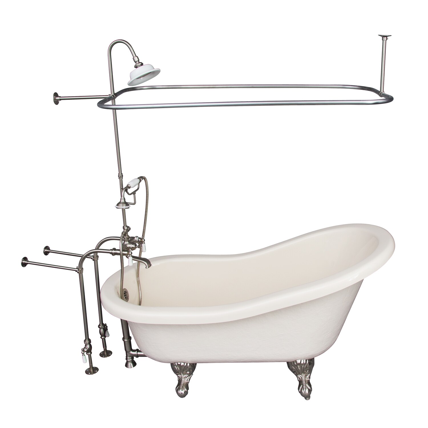 Barclay 30-in x 60-in Bisque Acrylic Oval Clawfoot Soaking Bathtub with ...