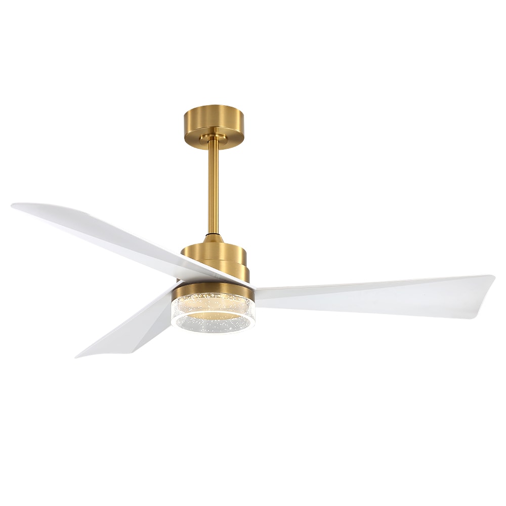 MLIAN WBCF-JT08-GW 52-in Integrated LED Whote/Gold with White Blades Ceiling Fan With Light - Remote Included ( 3 -Blade )