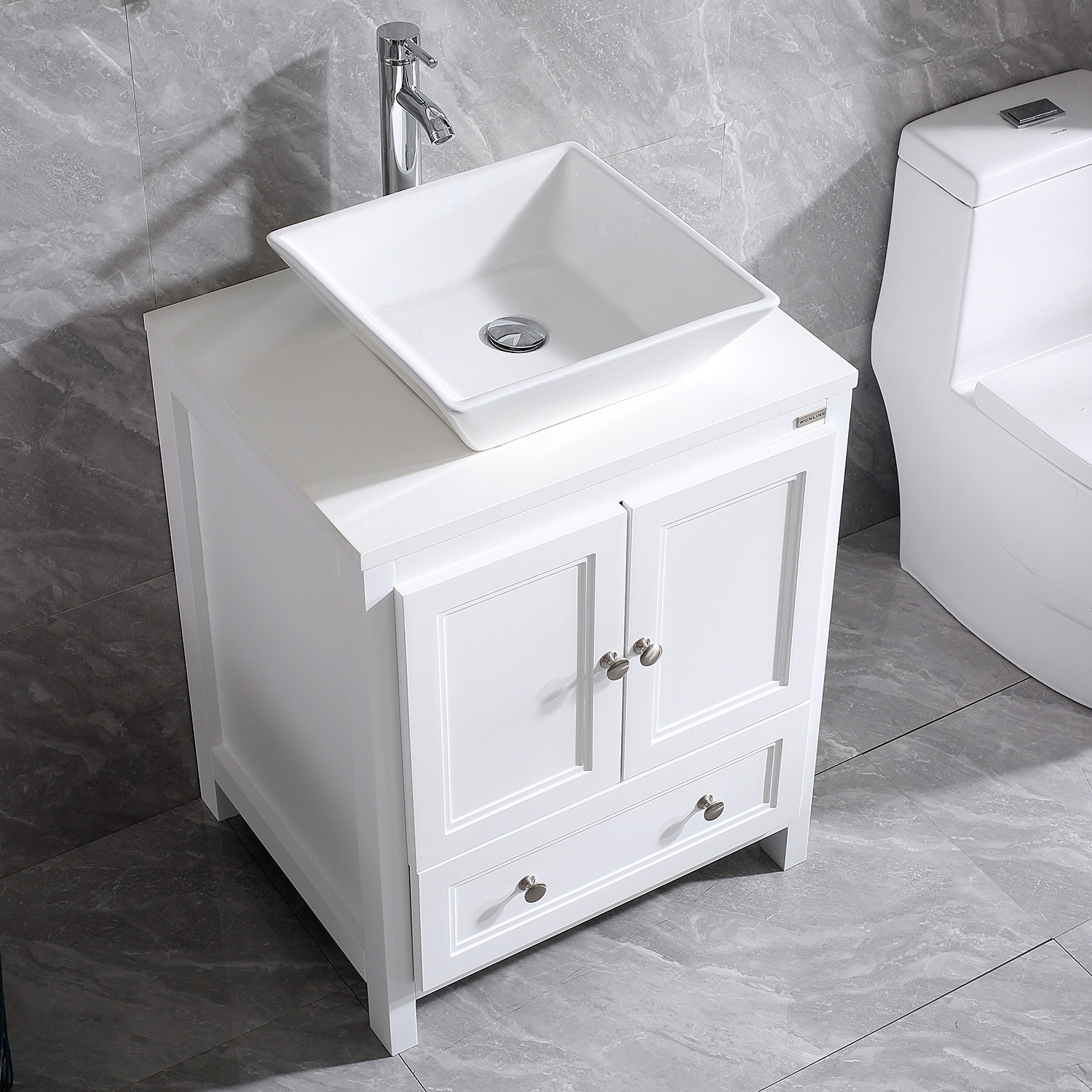 WONLINE 24 In. bathroom vanity set 24-in White Single Sink Bathroom ...
