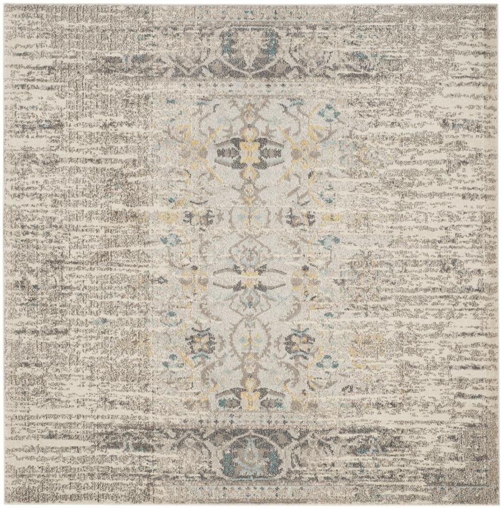 Safavieh MNC209G-5SQ Monaco Kimberly 5 x 5 (ft) Loomed Polypropylene Gray/Multi Square Indoor Distressed/Overdyed Vintage Area rug
