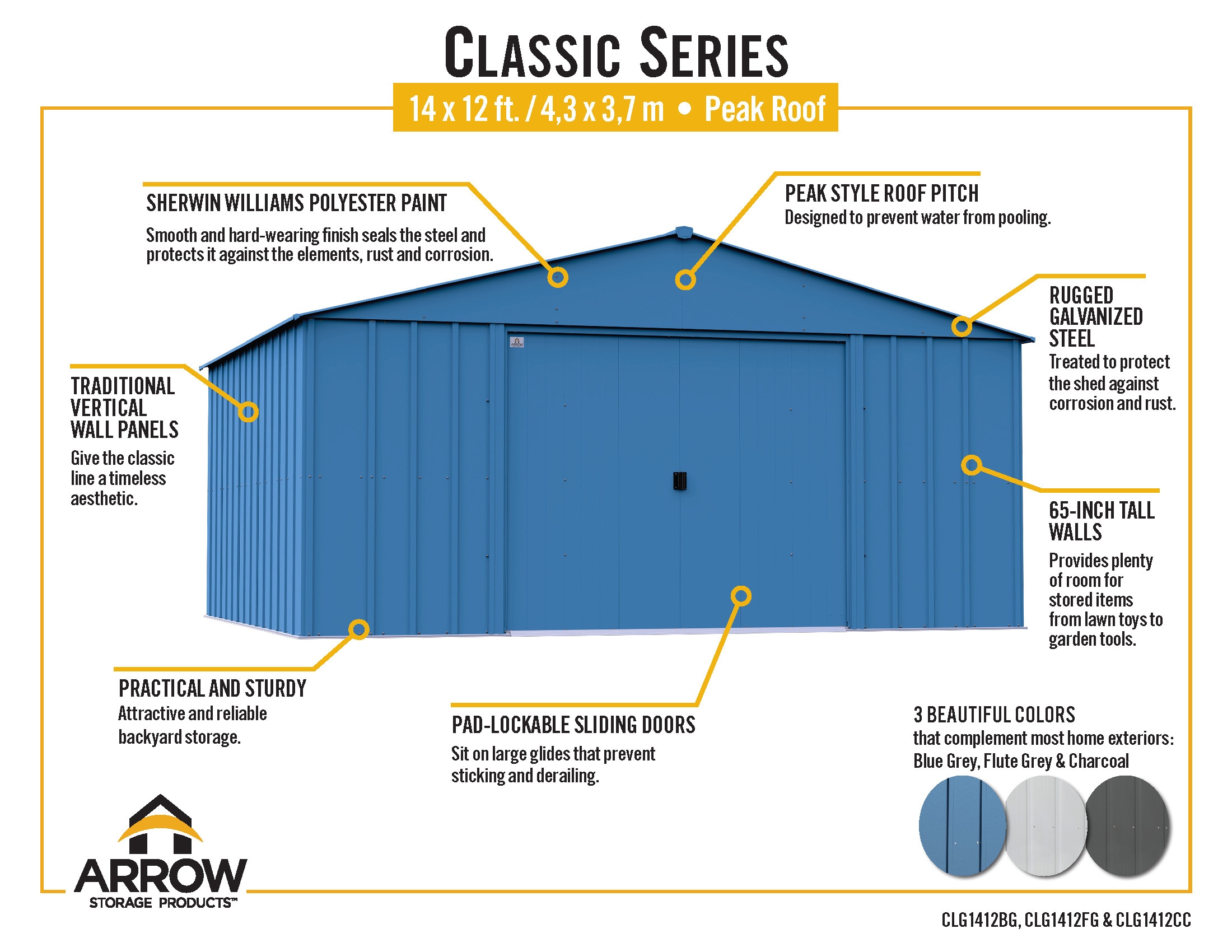 Arrow CLG1412CC Metal-Storage-Buildings-Sheds - View #10