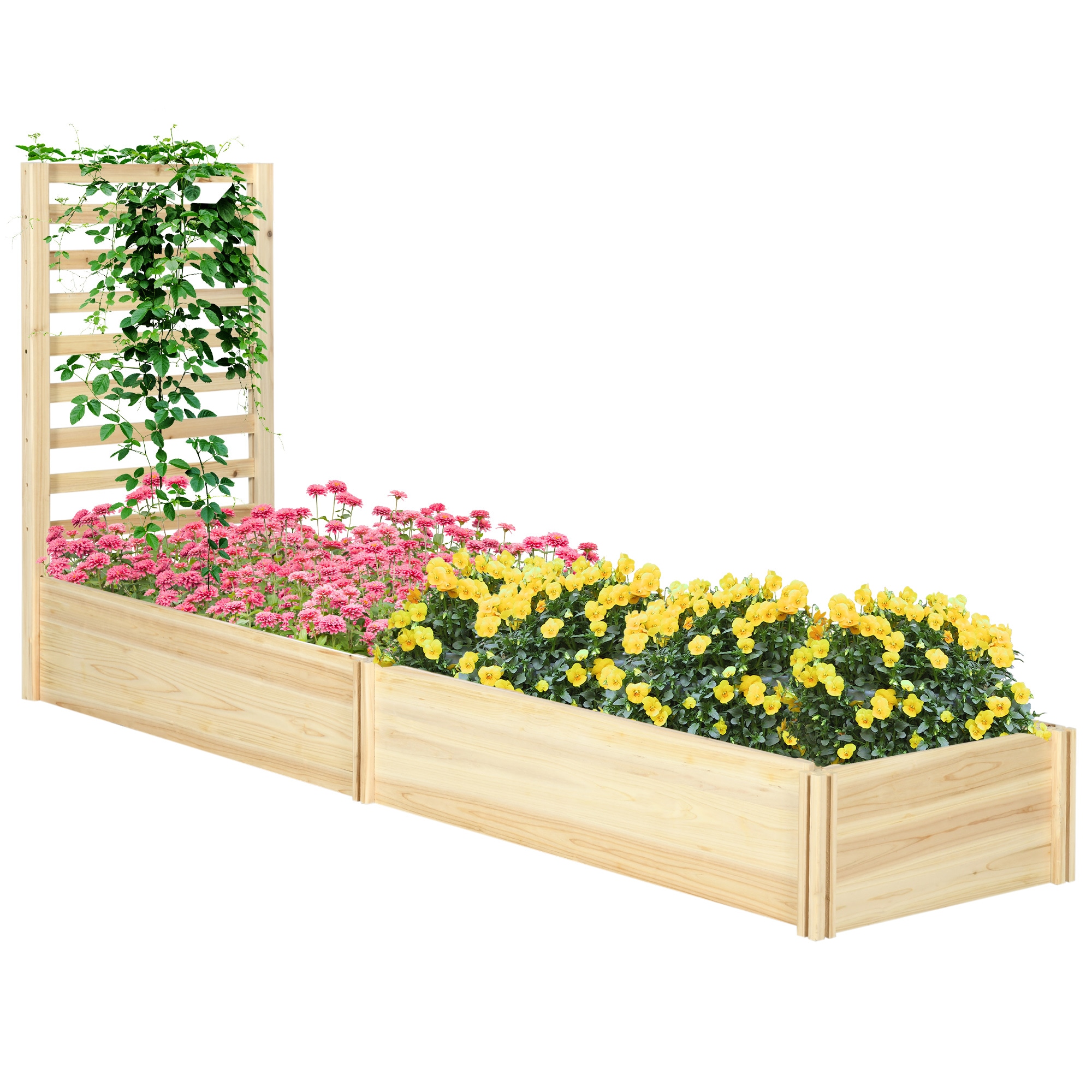 Tinyhomie Wood Planter Box with Trellis for Climbing Plants Raised ...
