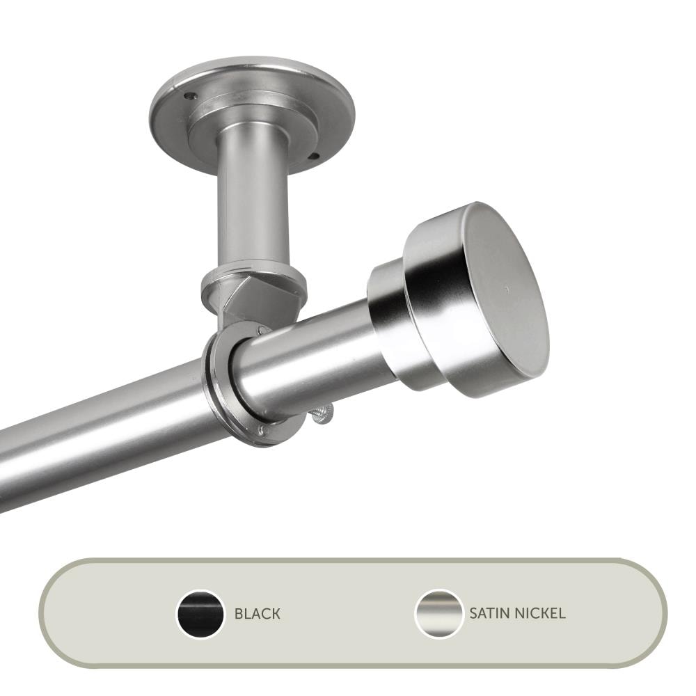 Hart & Harlow L100-37-285CL 1-in Cap Ceiling 28-in to 48-in Satin nickel Steel Single curtain rod with Finials