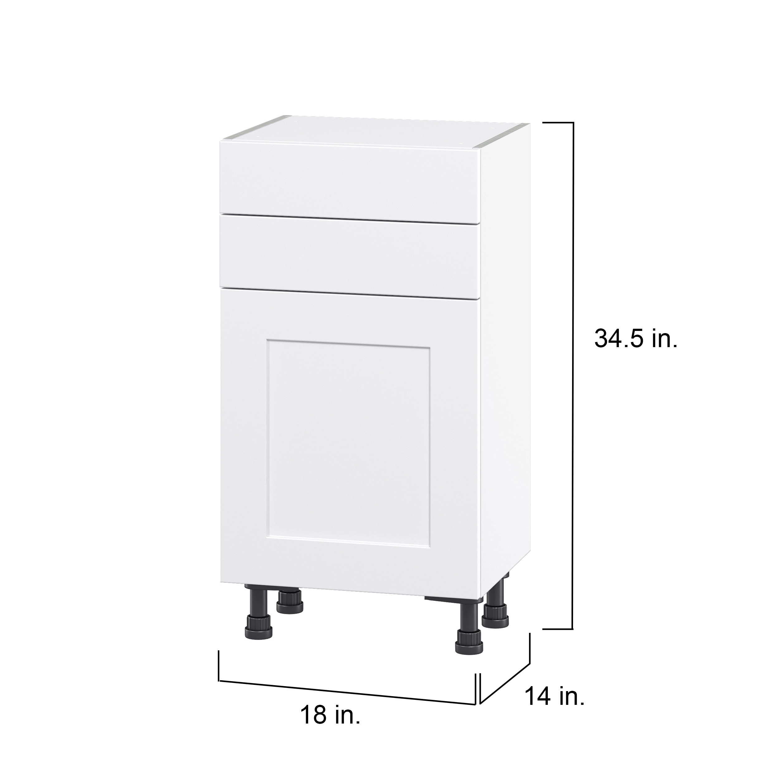 Hugo&Borg Jolie 18-in W x 34.5-in H x 14-in D Warm White 2-Drawers Base Fully Assembled Cabinet (Flat Panel Shaker Style)