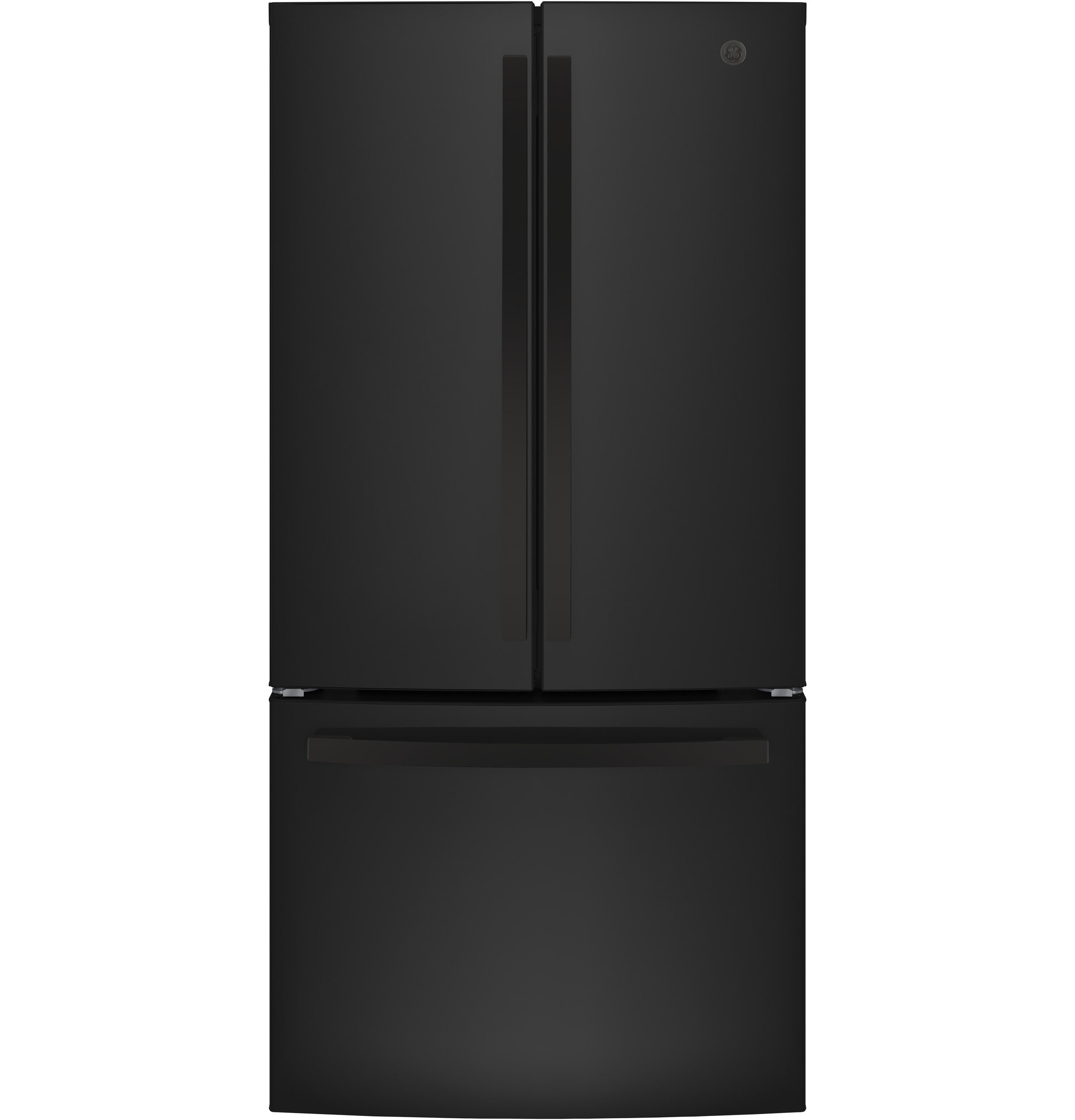 GE GWE19JGLBB Counter-Depth 18.6-cu ft 3 -Door French Door Refrigerator with Ice Maker with Water Dispenser ( Black ) ENERGY STAR Certified