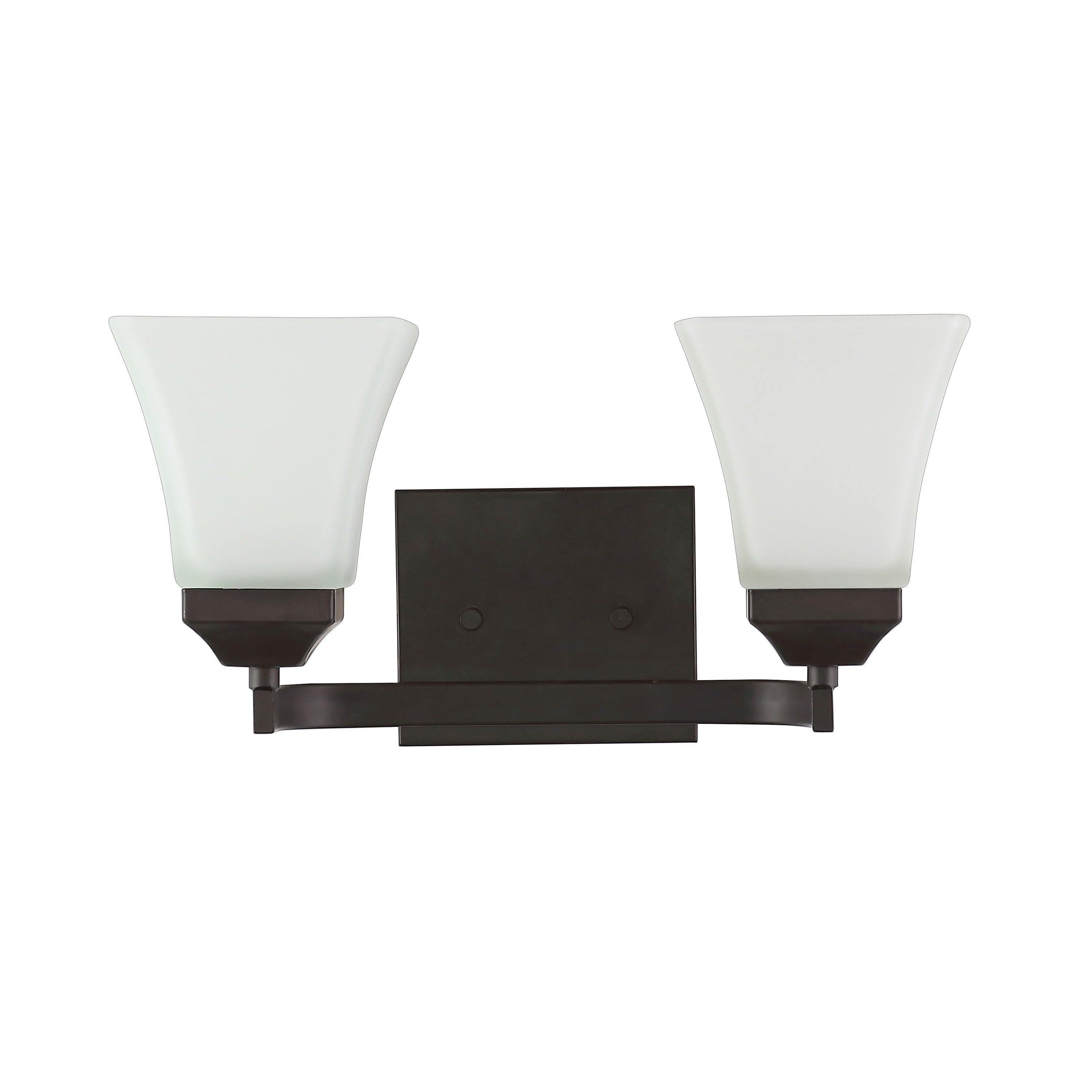 15" Black Iron and Frosted Glass Bathroom Vanity Light