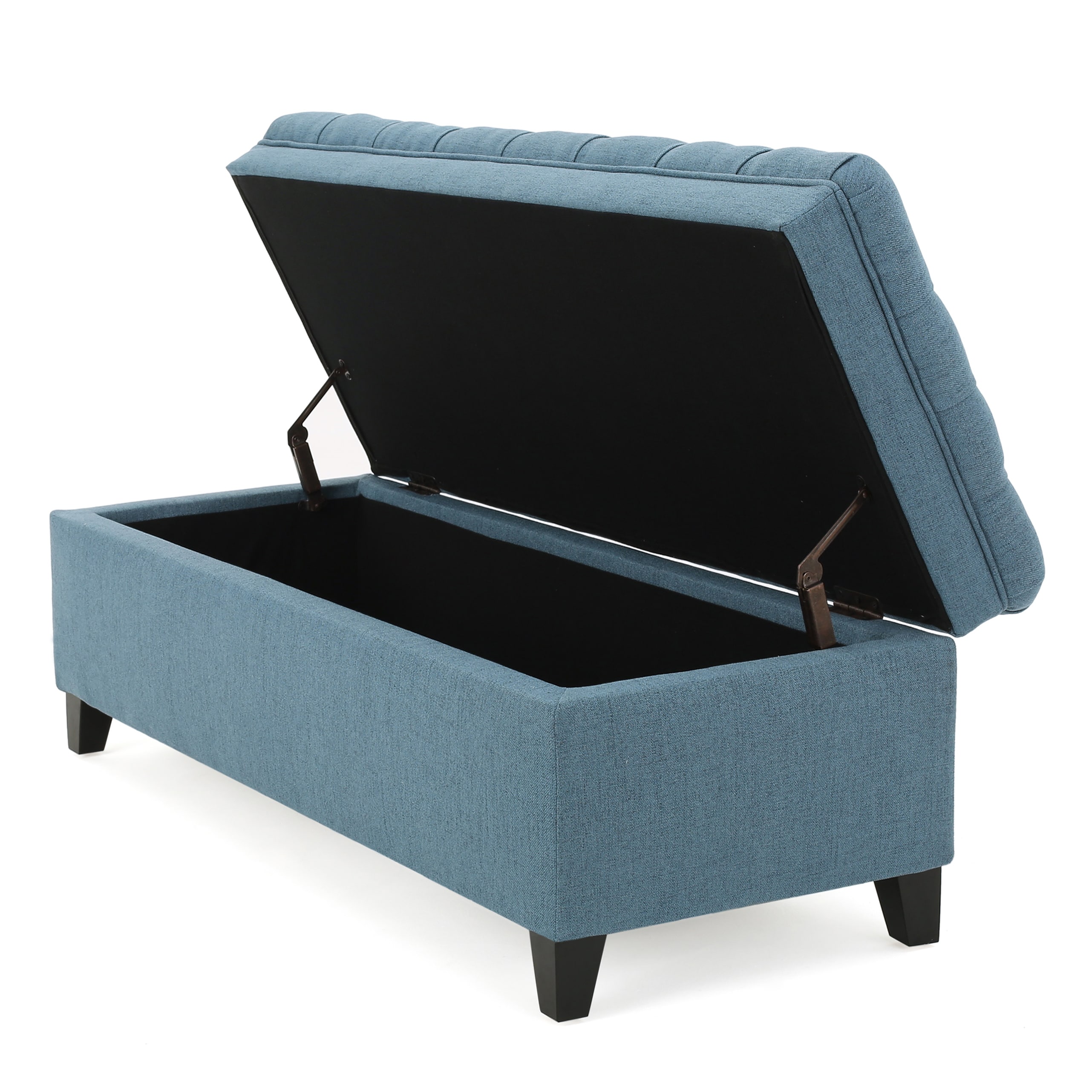 Juliana Oversized Blue Tufted Storage Ottoman Bench