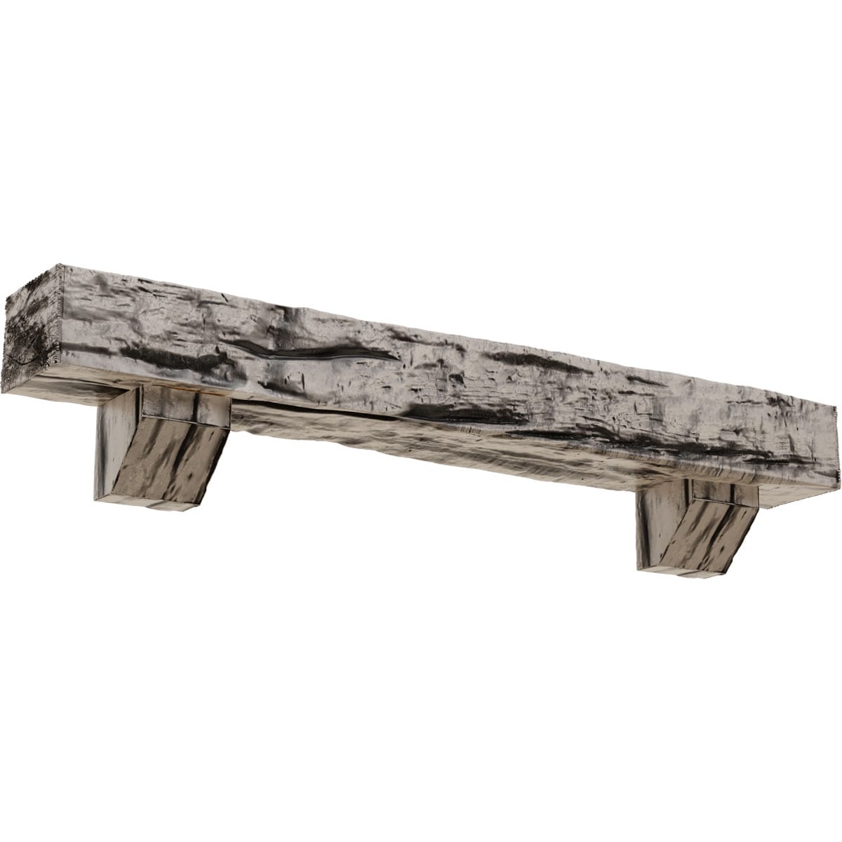 Ekena Millwork MANURW08X08X60ASBP 60-in W x 8-in H x 8-in D Pine (Burnished) Hollow Urethane Rustic Fireplace Mantel