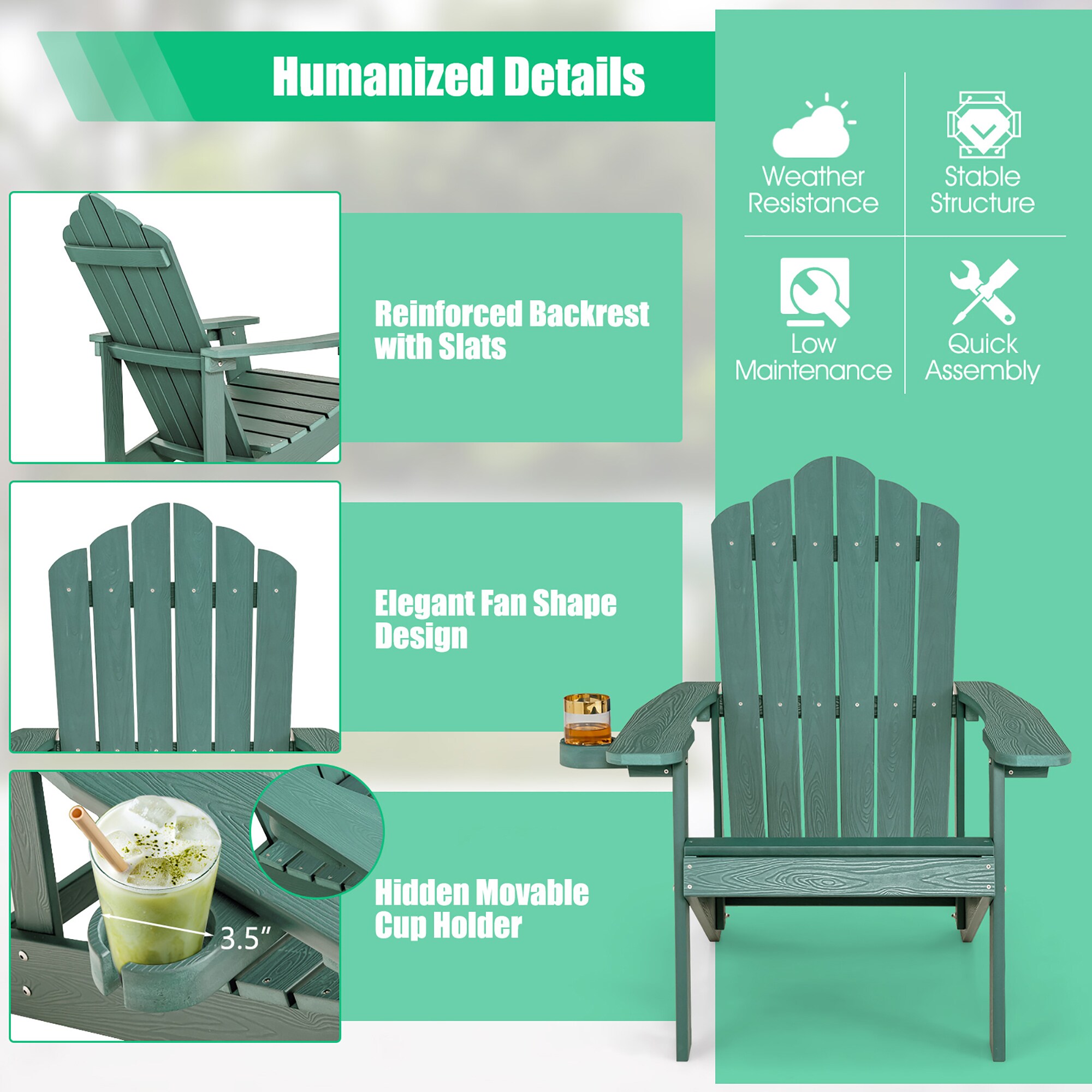 Costway NP10983GN Patio-Chairs - View #5