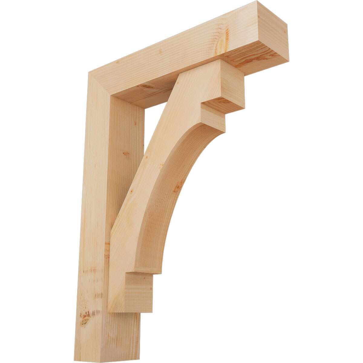 Ekena Millwork 1463392 Merced block smooth bracket with offset brace 7-1/2-in x 32-in x 44-in Douglas fir Brown Wood Standard bracket