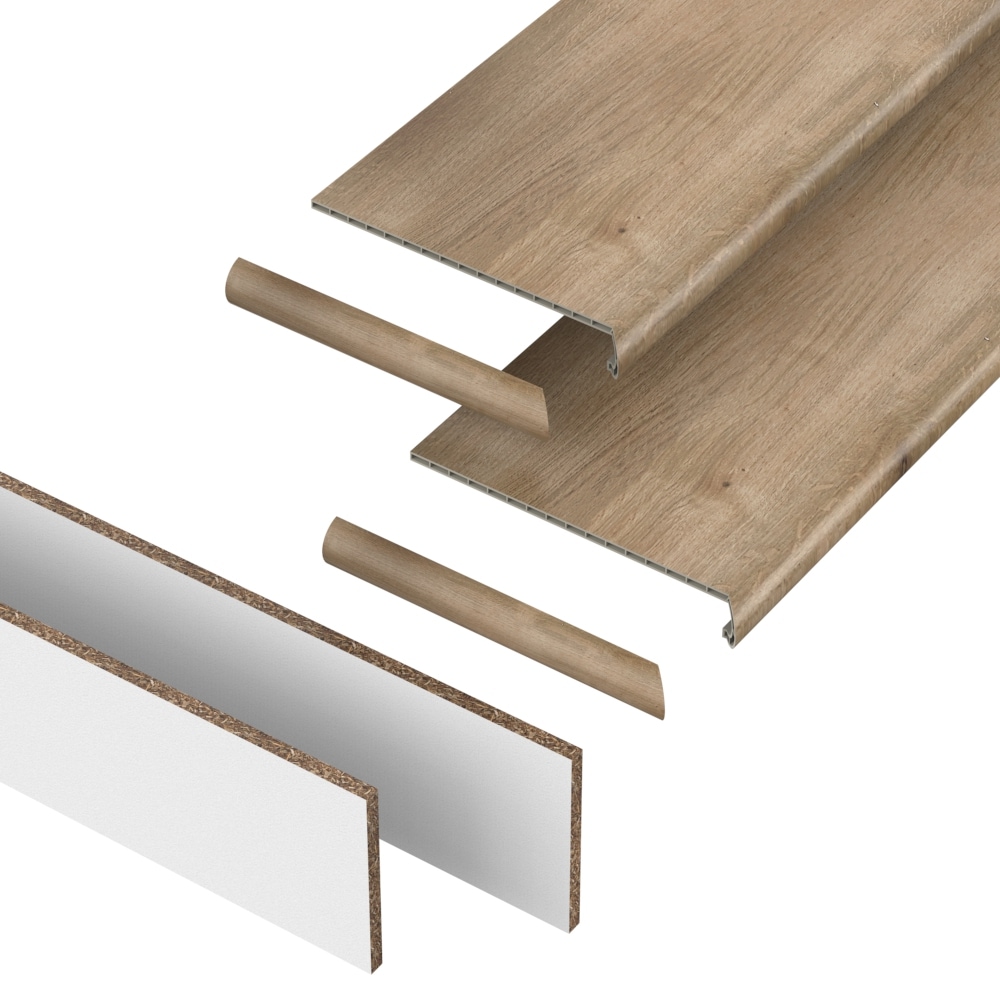 Pergo VTDKS-PR031 StairCraft (2-pack tread and riser kit) 48-in x 12.2-in x 1.73-in Berlin Vinyl Reversible return Bullnose Stair Tread