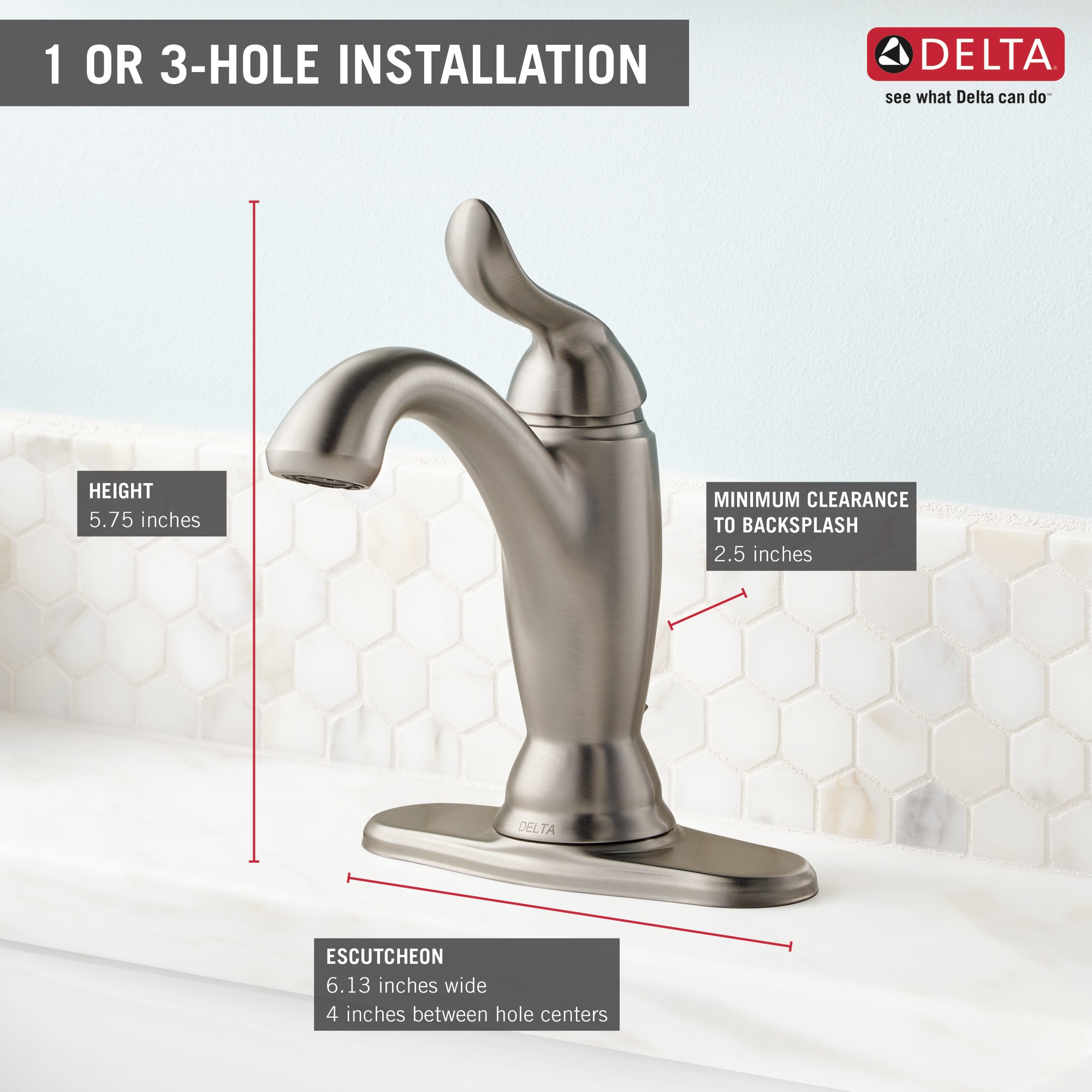 Stainless Steel Single Handle Bathroom Faucet with Drain Assembly