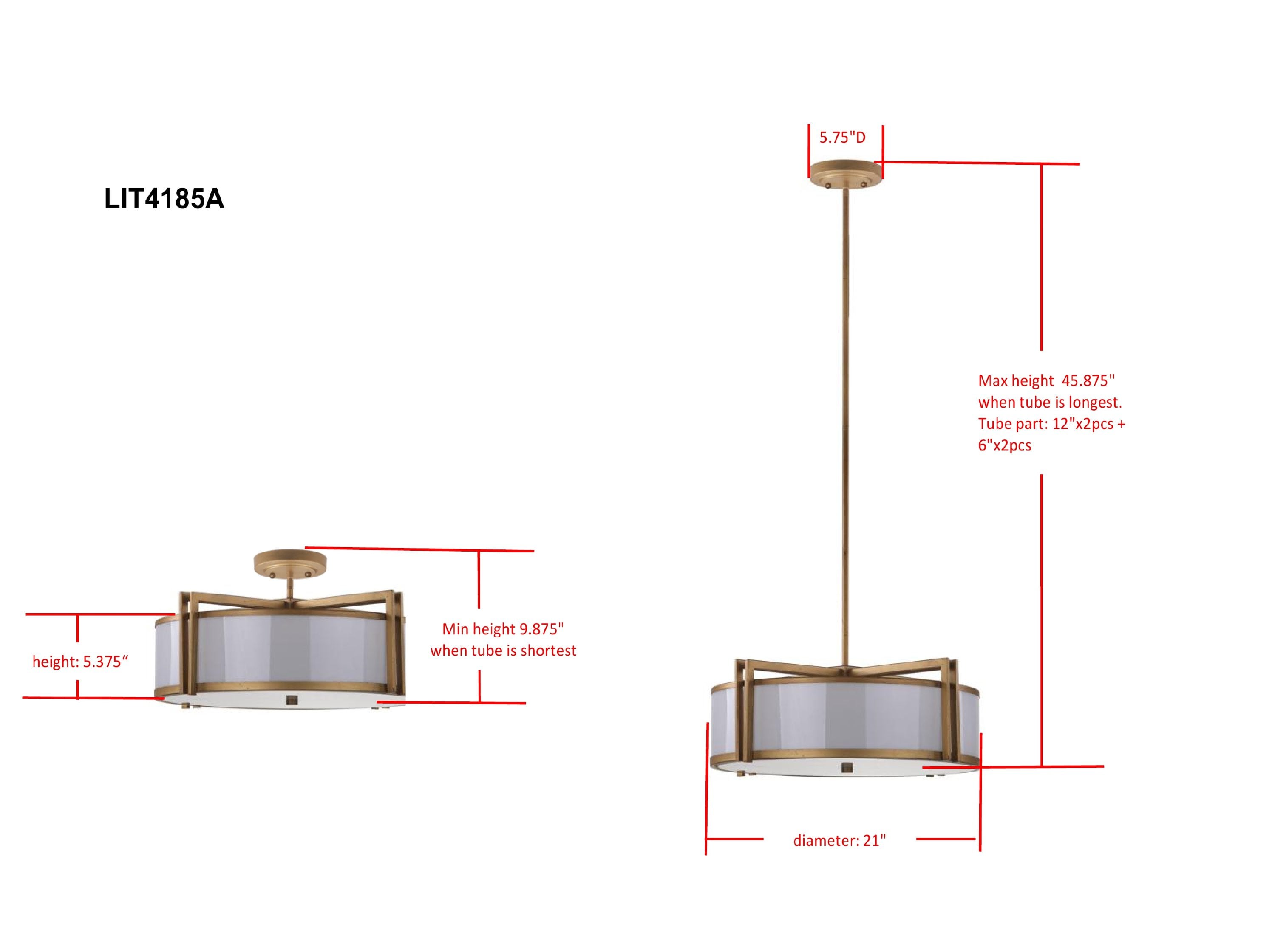 Elegant Contemporary 21" Gold and Gray Drum Pendant Light