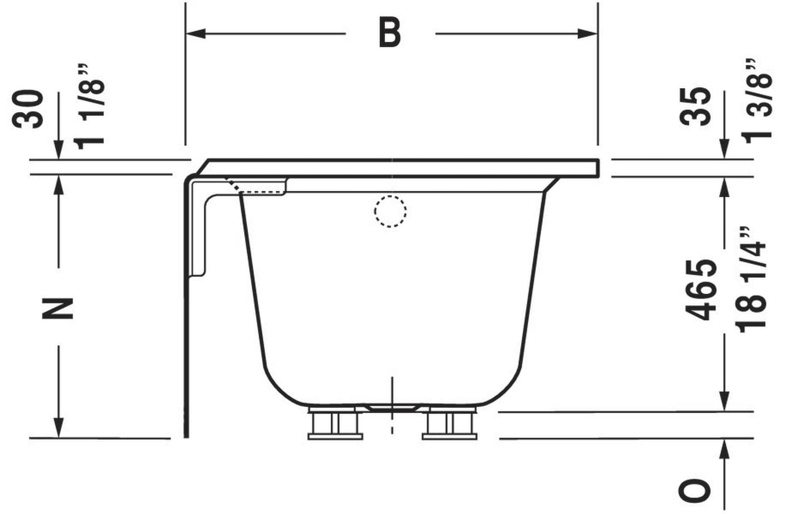 Duravit 60" White Acrylic Alcove Soaking Bathtub