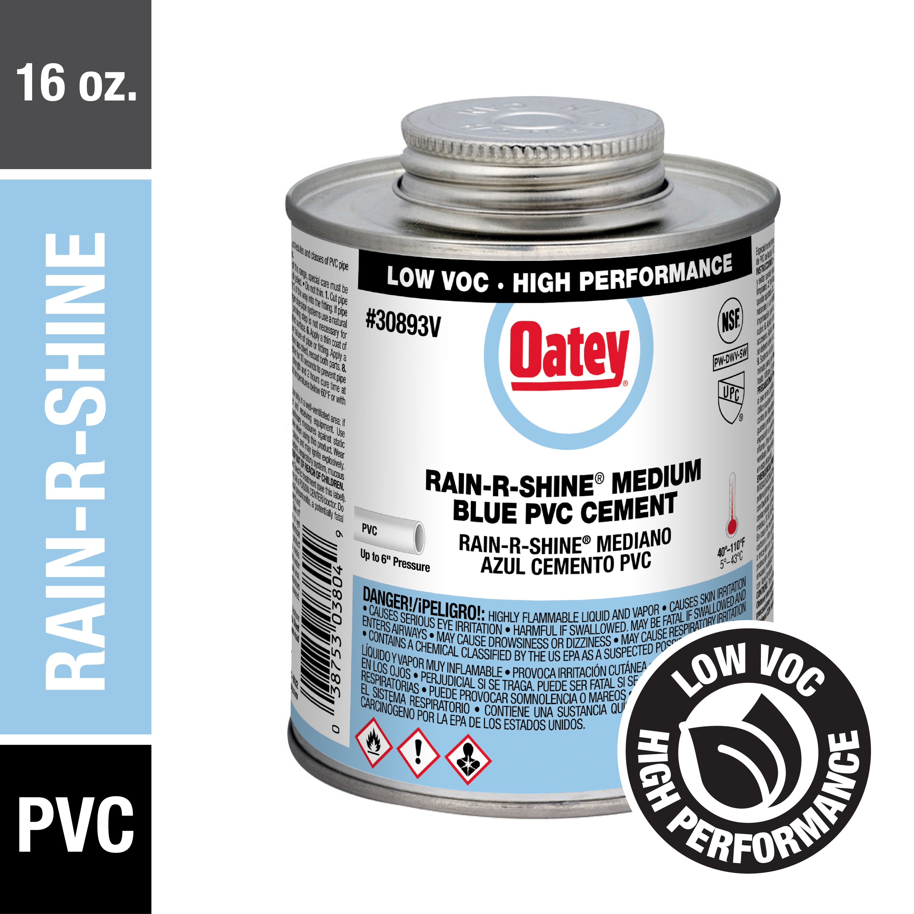 Oatey Rain-R-Shine 16 oz. Medium Blue PVC Cement 308933 - The Home