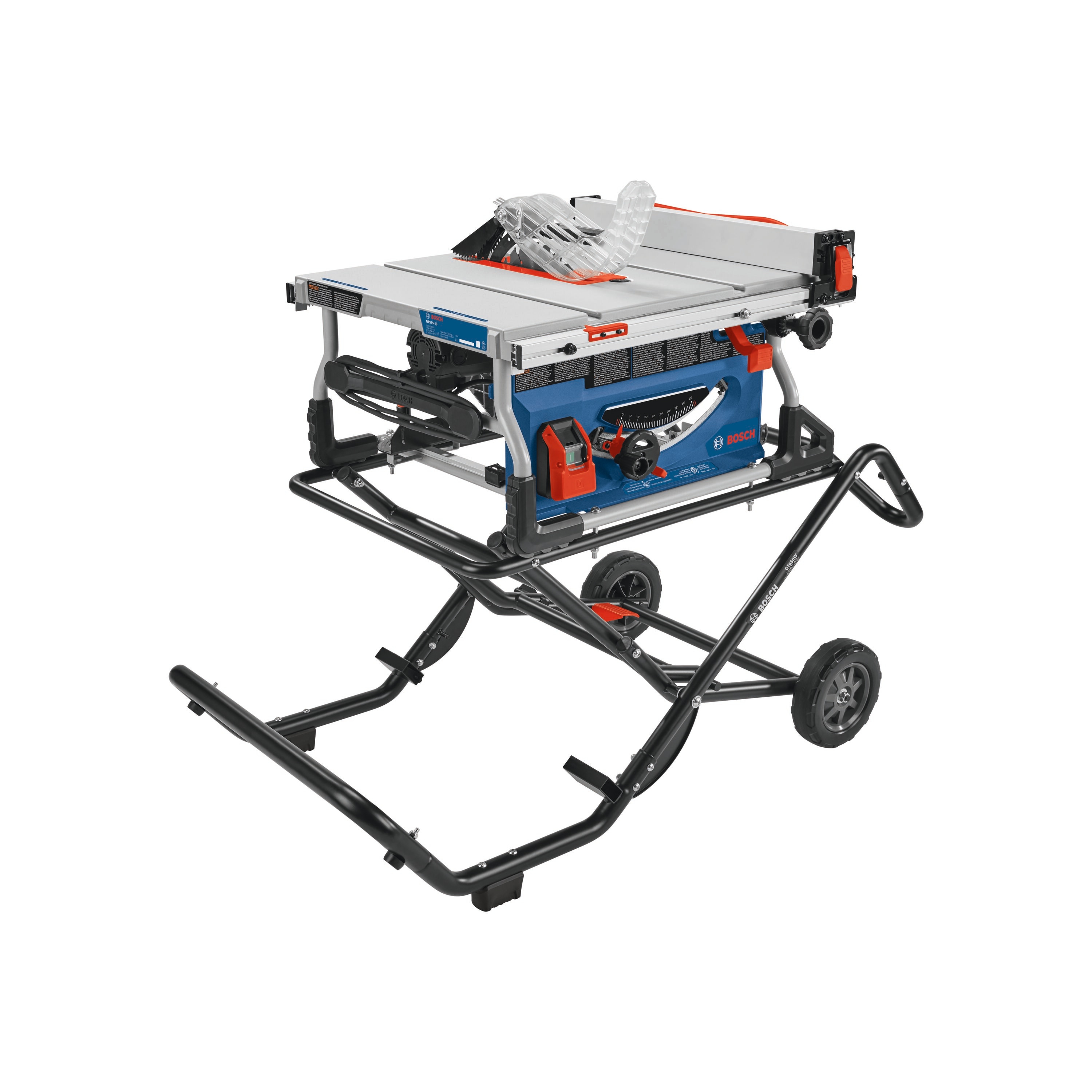 Bosch 10-in 15-Amp 12-Volt Corded Portable Jobsite Table Saw with Foldable Rolling Stand