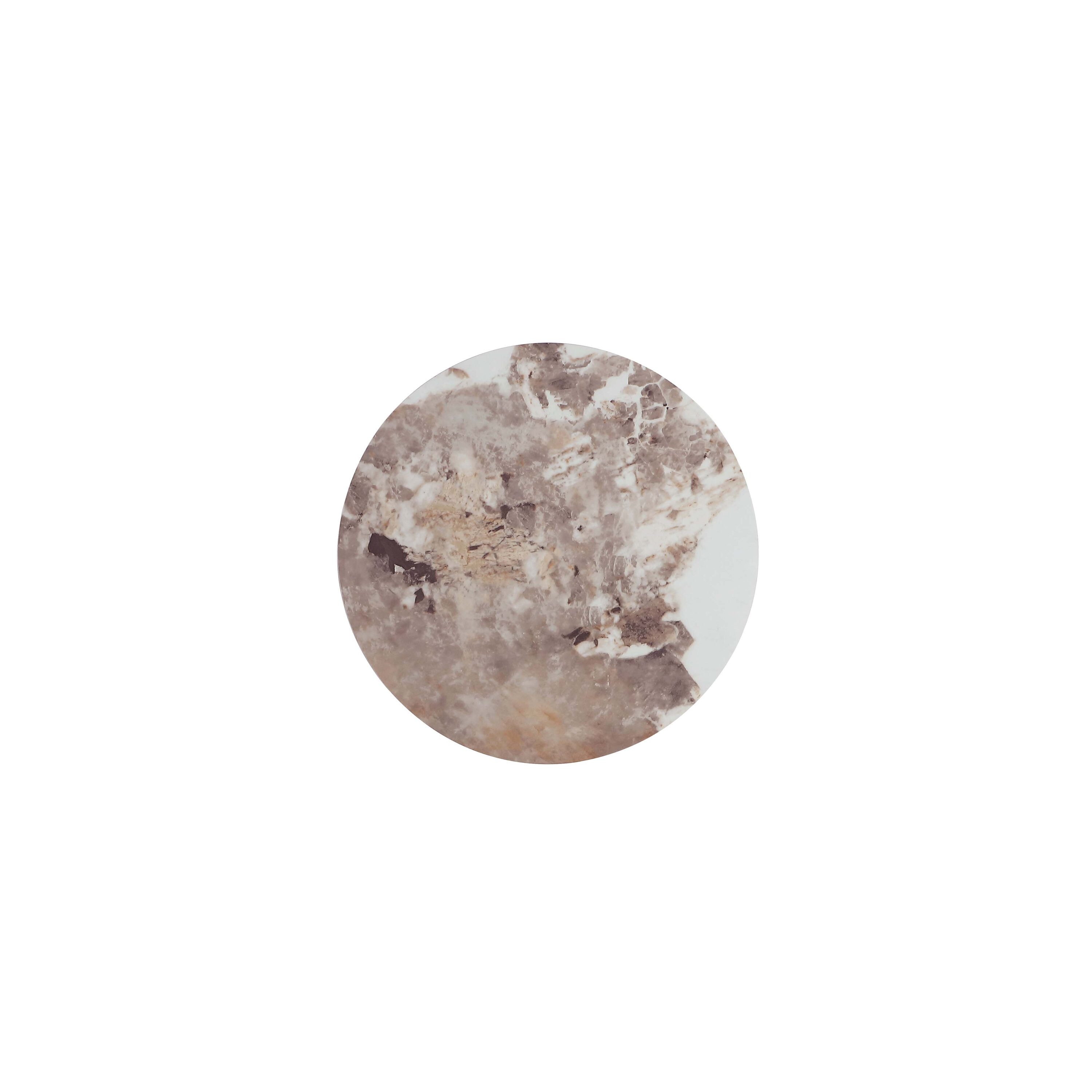 Monica Round Sintered Stone and Gold Metal End Table