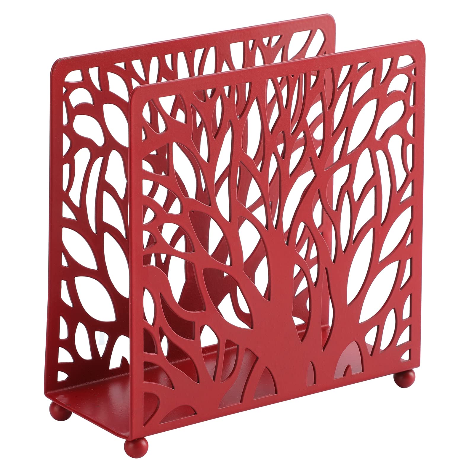 Aoibox  Farmhouse Freestanding Metal Napkin Holder in Red 5 in x 1 5 in x 5 in Table Stand for Home Use