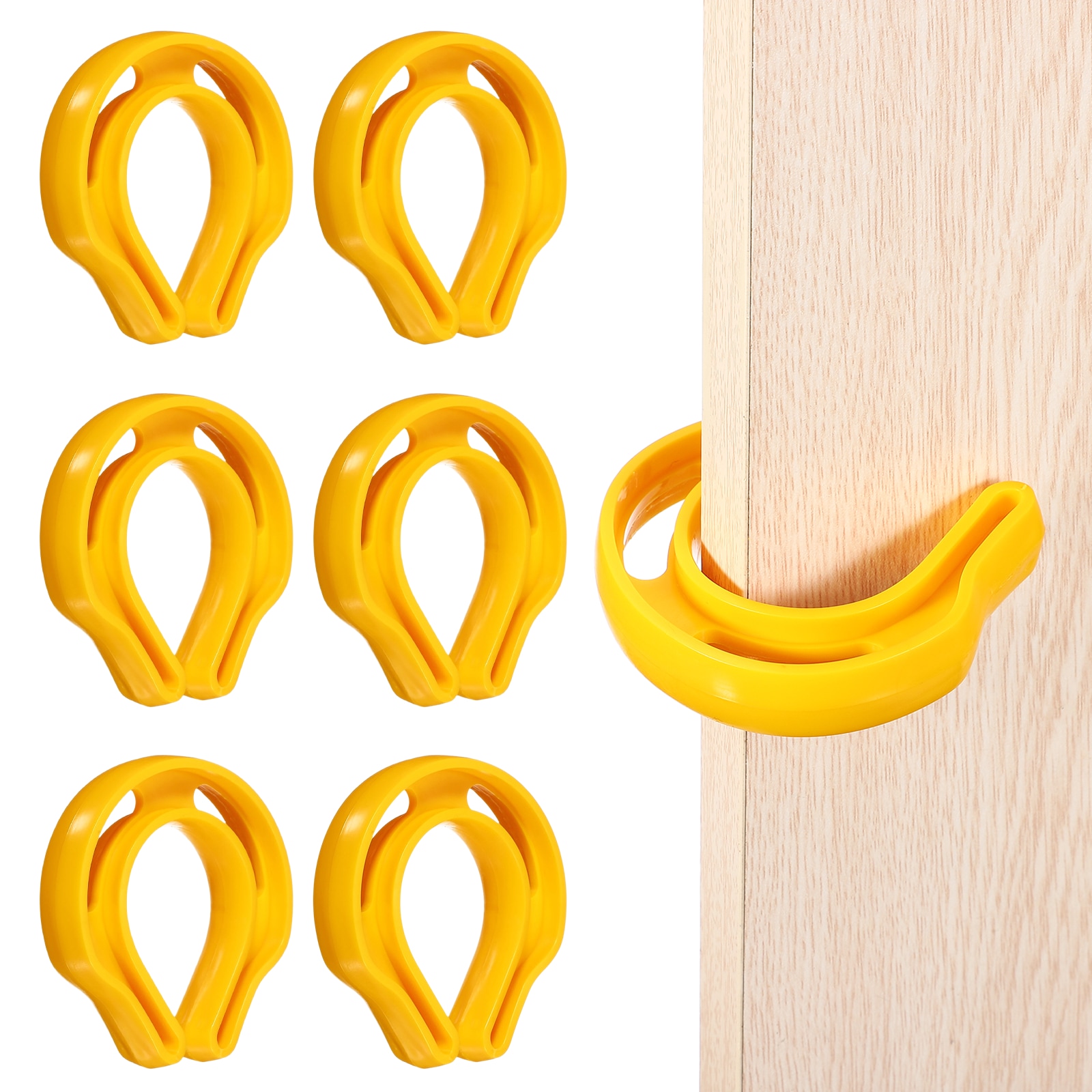 PATIKIL 6pcs Door Pinch Guard Door Slam Stopper Finger Pinch Guard Slam Preventer Durable First Responder Wedge C Shaped Plastic for Slamming Doors Pets Locked in Rooms Yellow