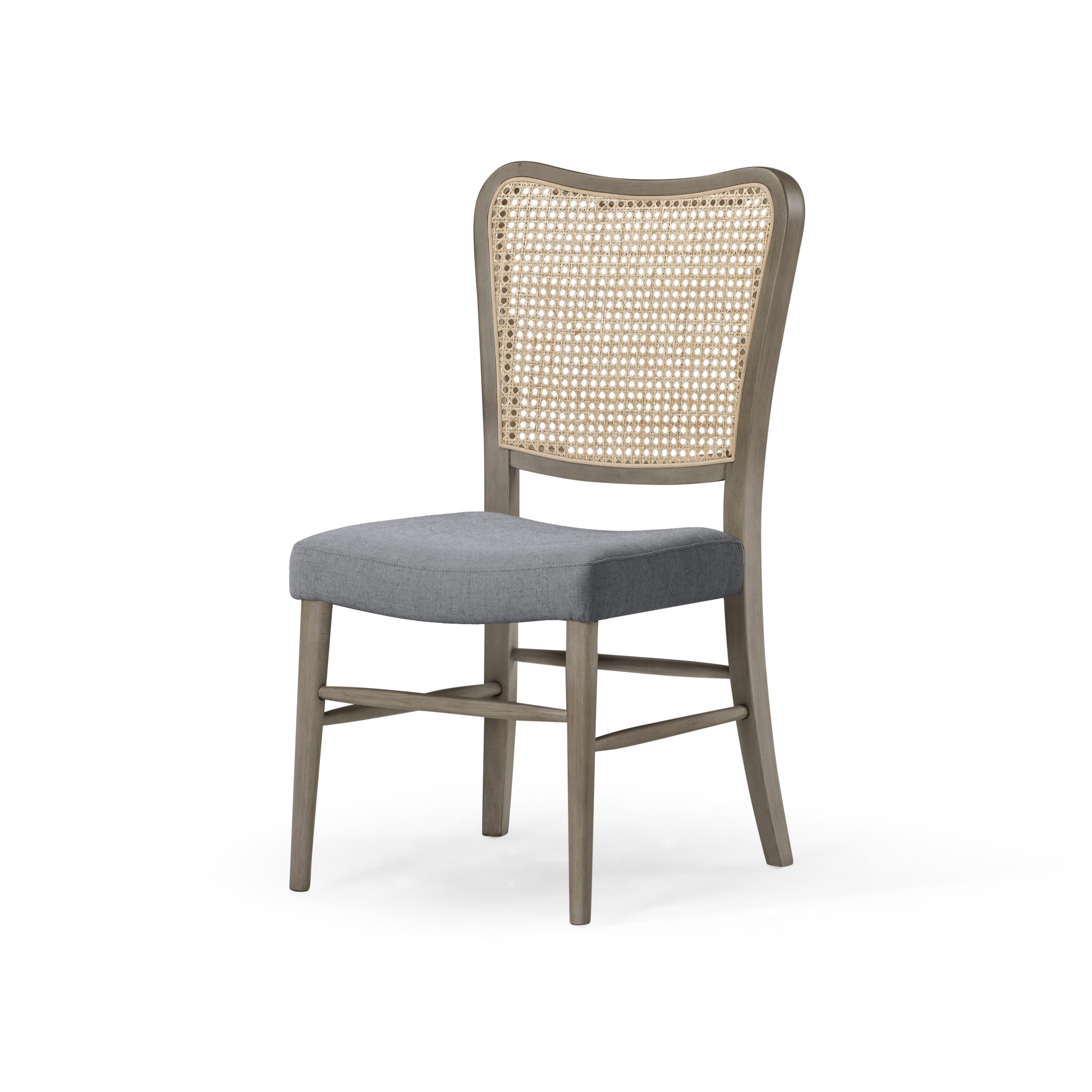 Maven Lane ML354003-WDC-GR 19in Vera Classical Wooden Dining Chair in Antiqued Grey Finish with Slate Linen Fabric Upholstery Set of 2