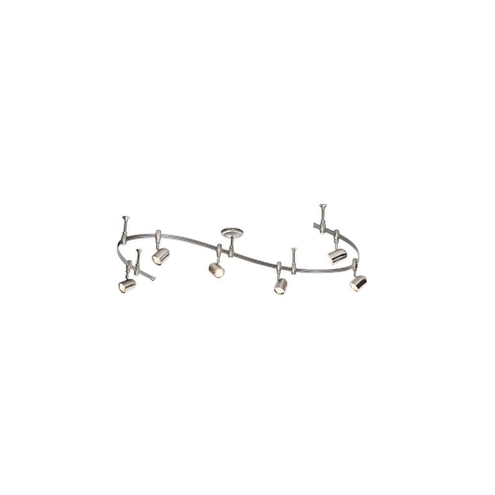 Catalina 19655-001 Benny 96-in 6-Light Brushed Nickel dimmable Gu10 Pin Base Transitional Flexible Track Lighting Kit Brushed Nickel Pivoting Heads