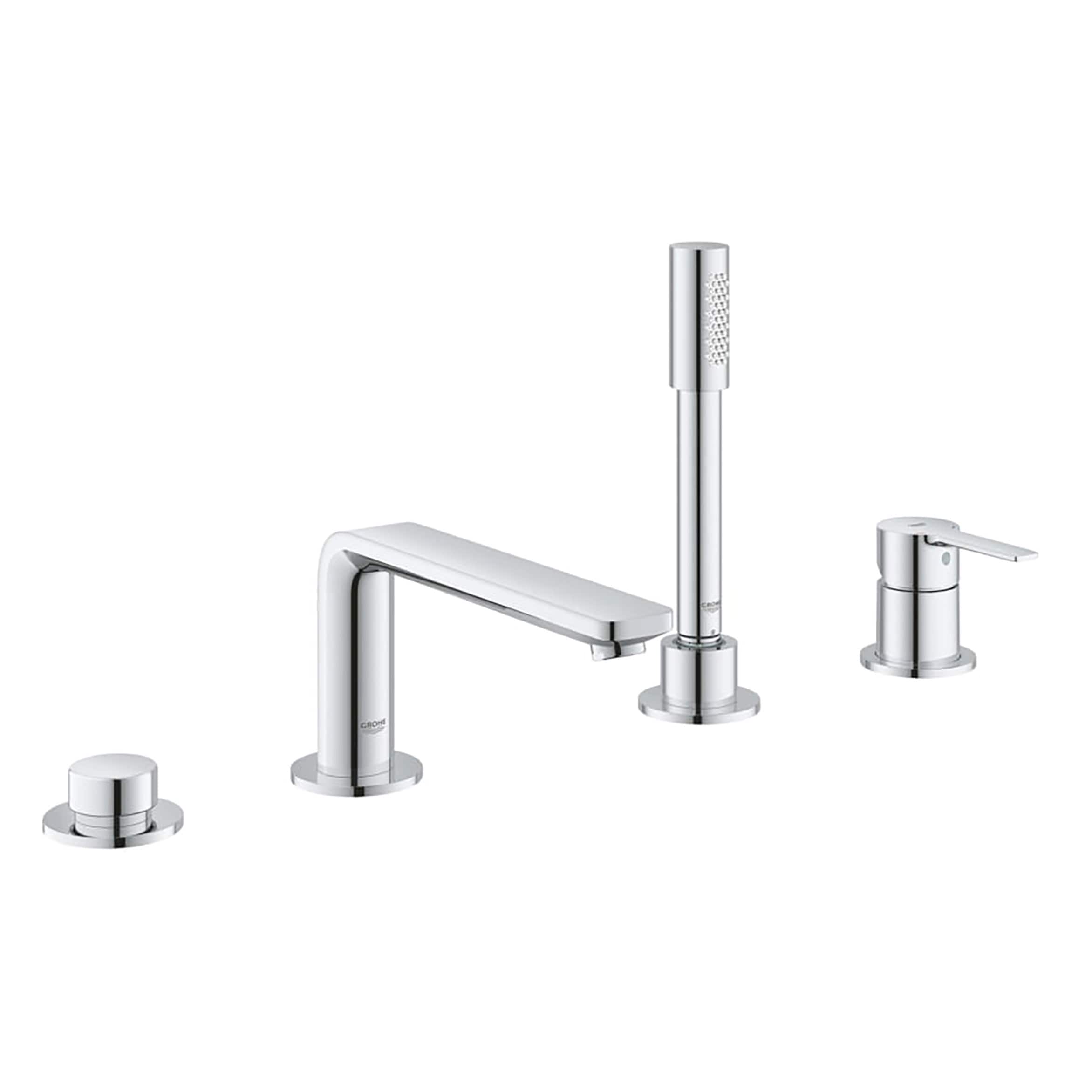 GROHE 19577001 Starlight Chrome 1-handle Deck-mount Roman Mid-arc Bathtub Faucet with Hand Shower (Valve Included)