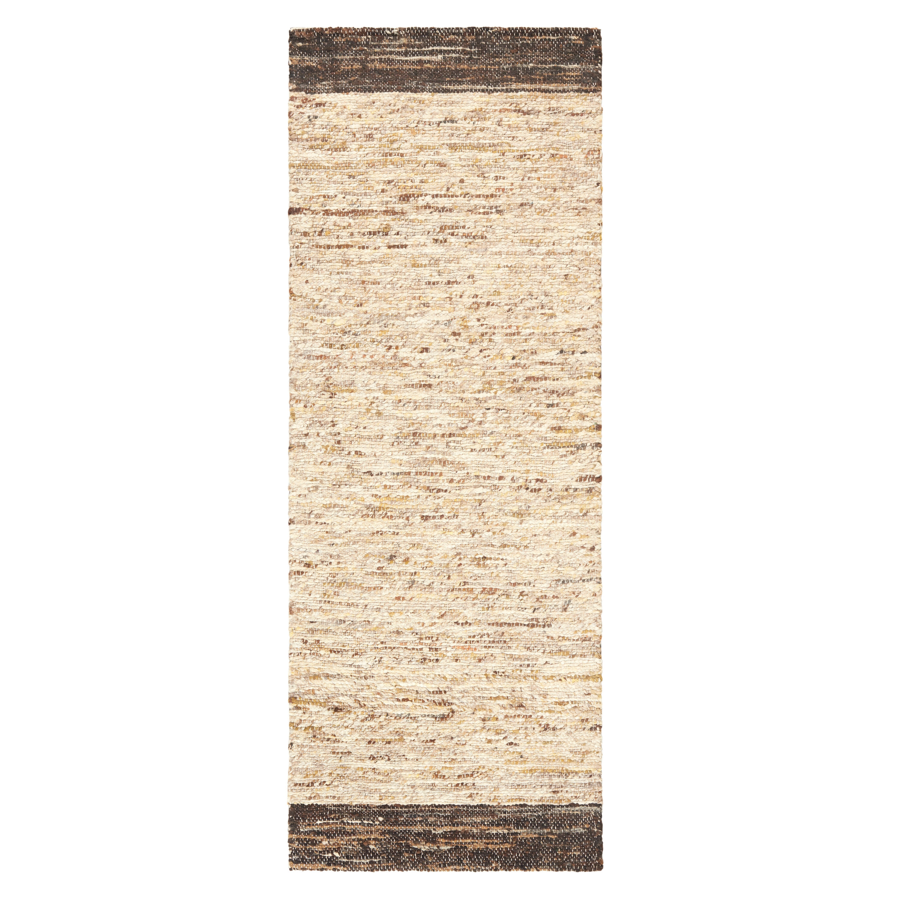 Town & Country Living 4-01-161 2 x 7 (ft) Loomed Polyester Beige/Dark Brown Rectangular Indoor Border Runner rug