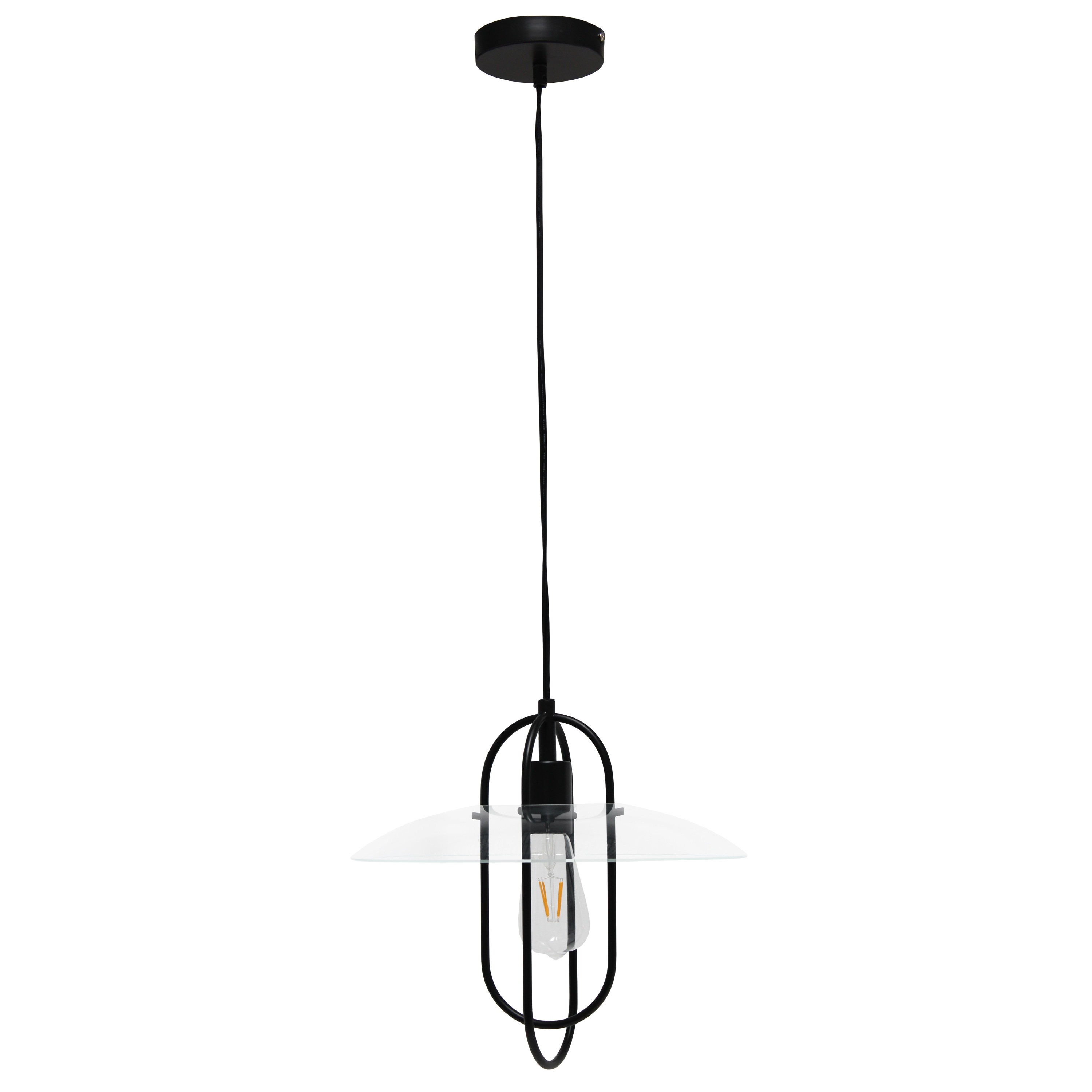 Lalia Home LHP-2000-BK Studio Loft Black Modern/contemporary Clear glass Teardrop Medium Hanging Pendant light