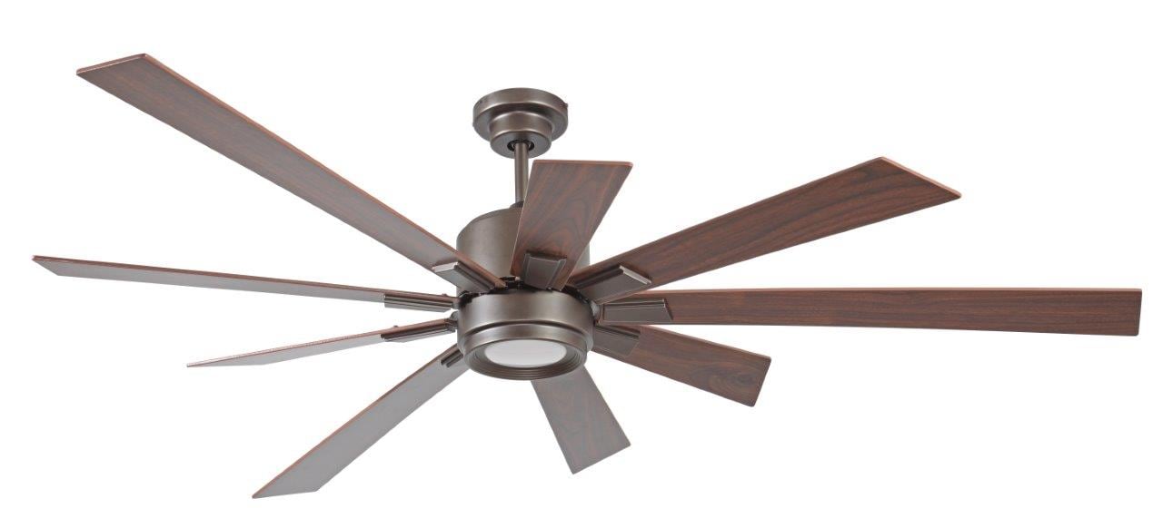 Craftmade KAT72ESP-72WLN Katana 72-in Espresso Integrated LED Indoor Downrod or Flush Mount Ceiling Fan with Light and Remote (9-Blade)