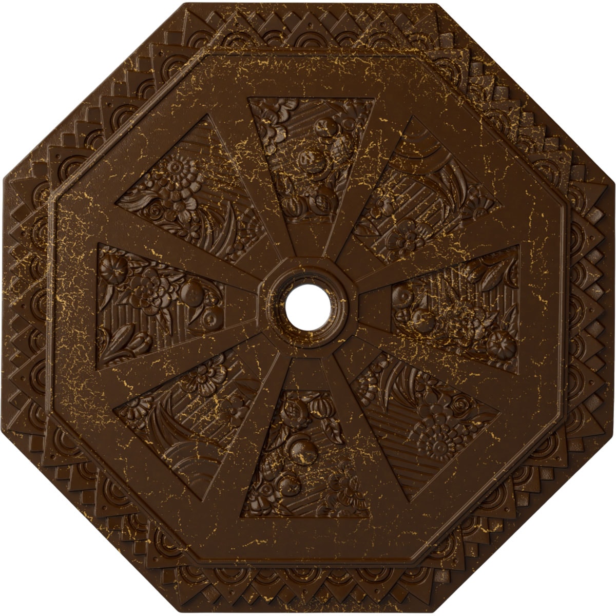 Ekena Millwork CM30SPRBC Spring Octagonal 29.125-in W x 29.125-in L Painted Root Beer Crackle Polyurethane Whole Ceiling Medallion