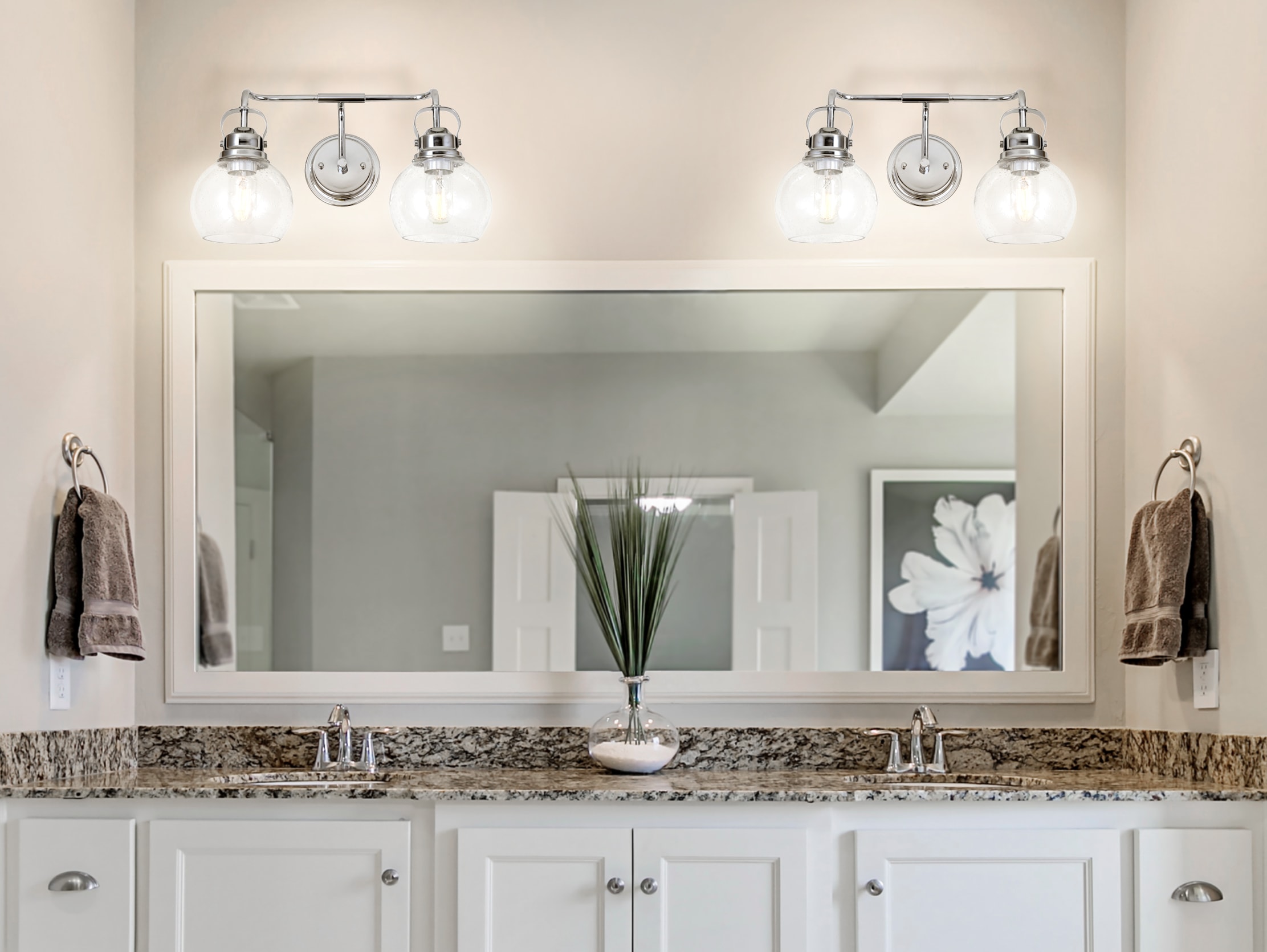 Shirley 17.5" Polished Chrome and Clear Glass 2-Light Vanity Sconce