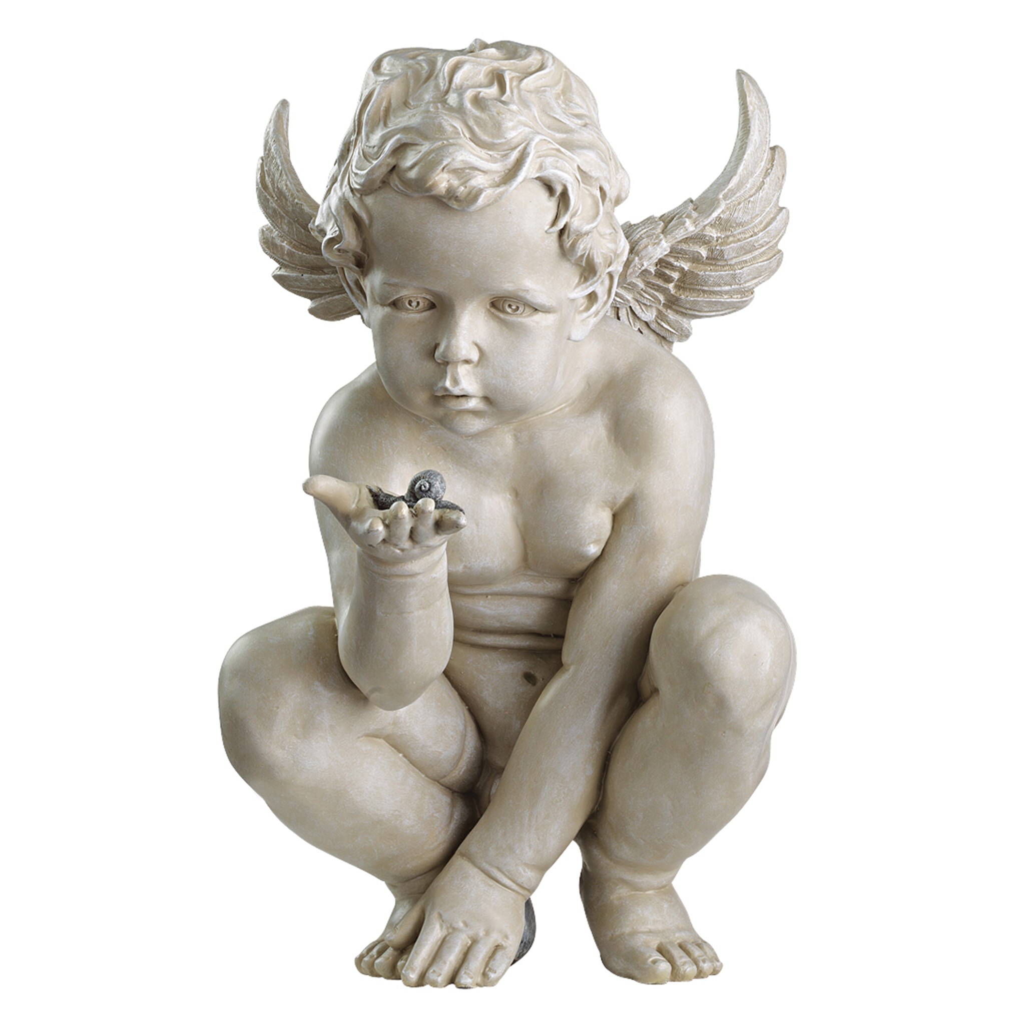 Design Toscano 15-in H x 9-in W Off-white Angels and Cherubs Garden Statue  in the Garden Statues department at