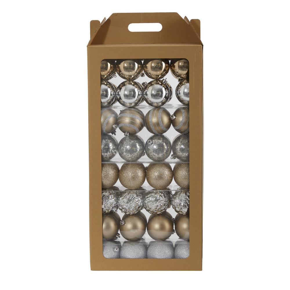 Nearly Natural D1001-SV 64 -Pack Silver Standard Indoor Ornament set Shatterproof