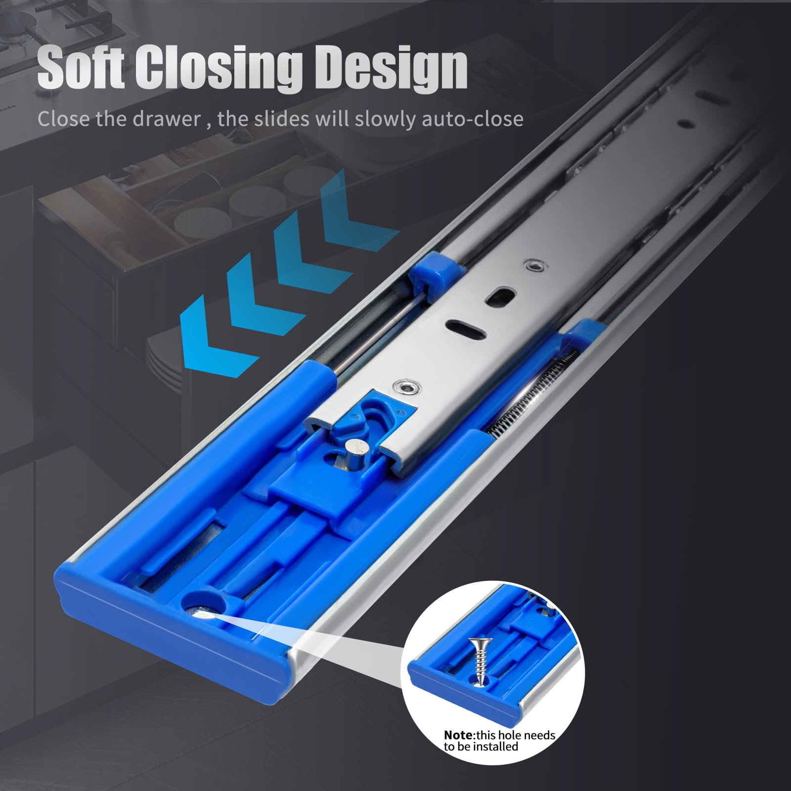 Phyfalip Heavy Duty Drawer Slides 200 Lbs Load Capacity Soft Close Full ...