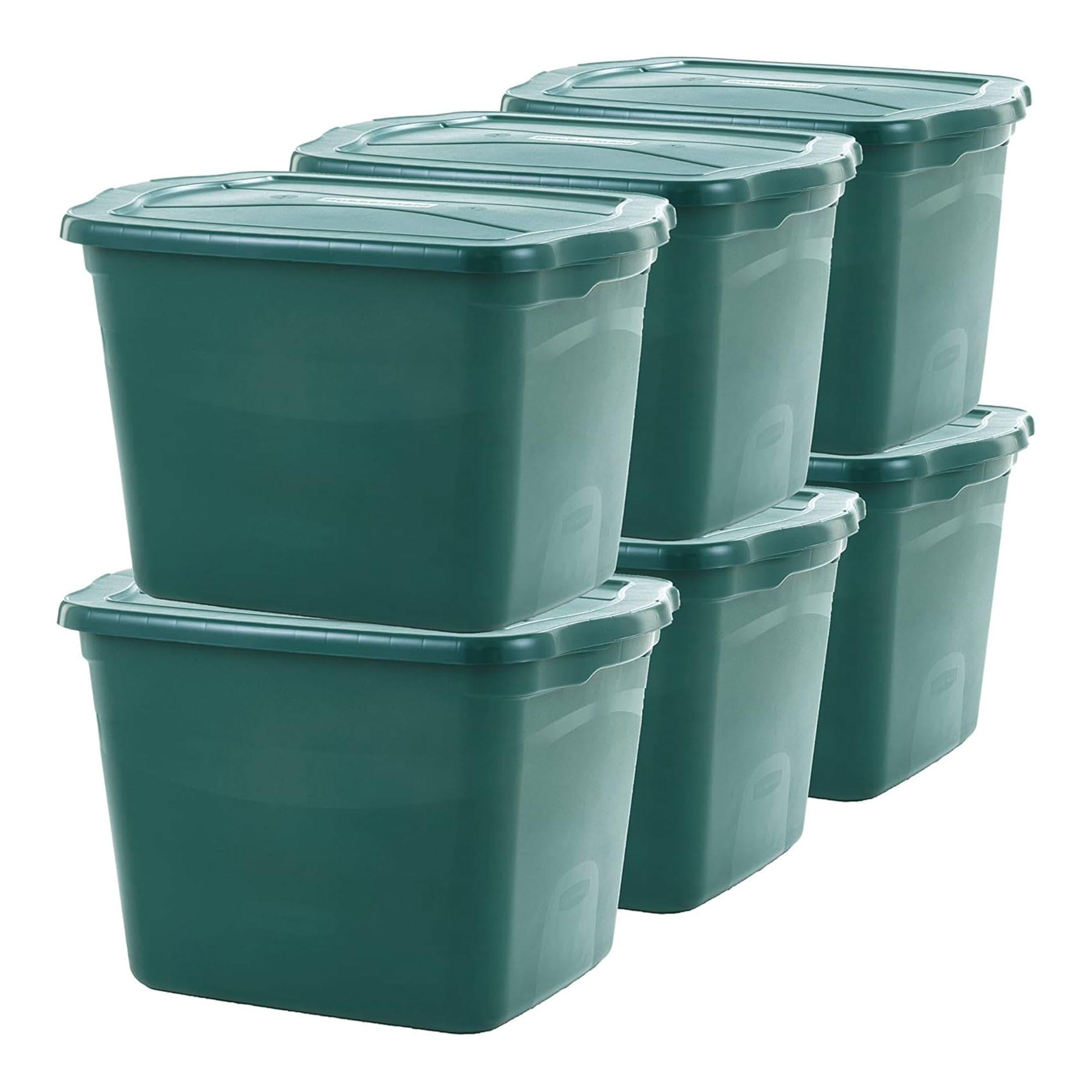 Rubbermaid 411884  18 Gallon Plastic Storage Containers with Lids offer durable stackable and space efficient storage. With snap fit lids for secure sealing they protect items from dust and moisture ideal for organizing various essentials.