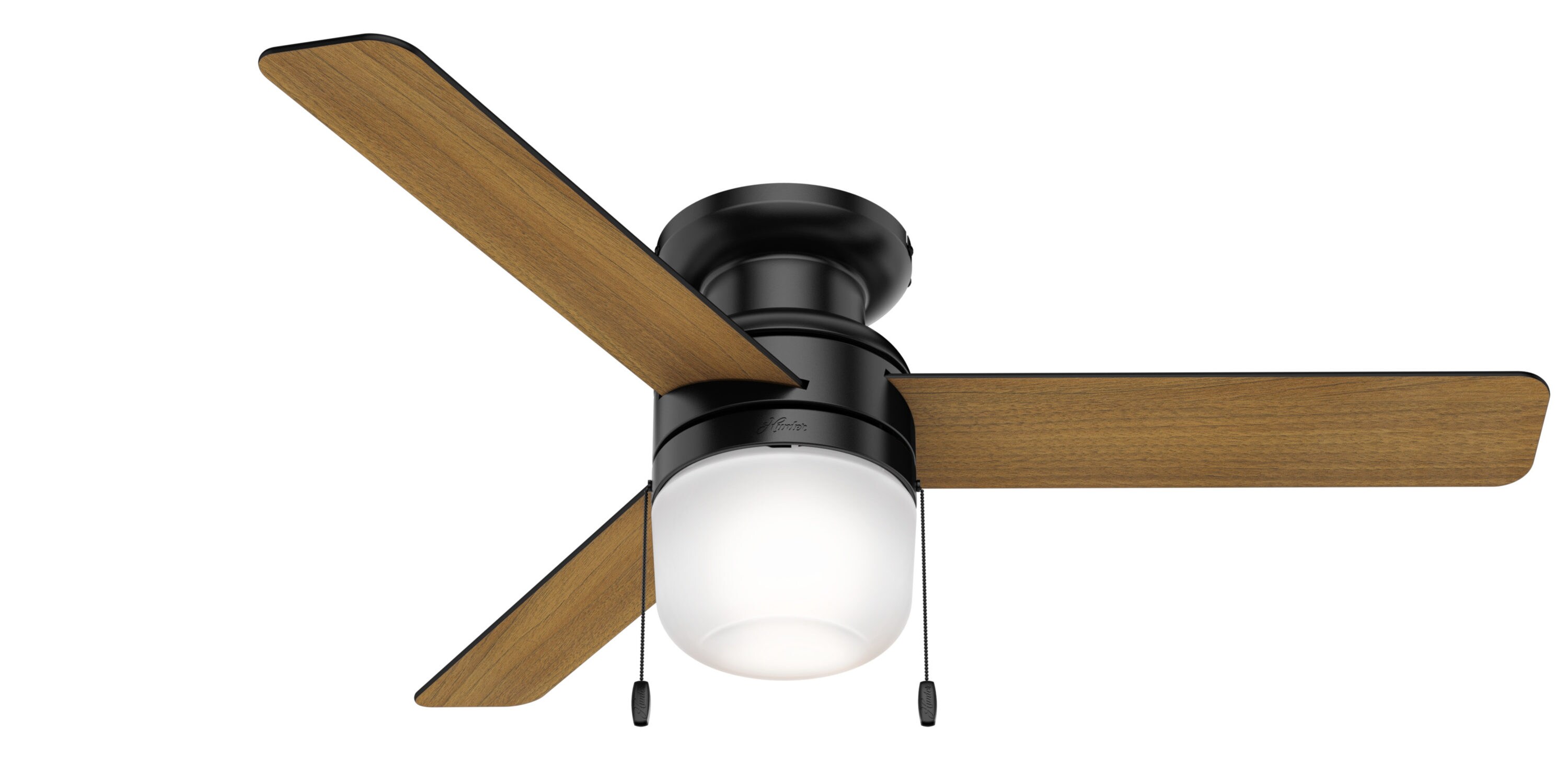 Hunter Acumen 52-in Matte Black LED Indoor Flush Mount Ceiling Fan with ...