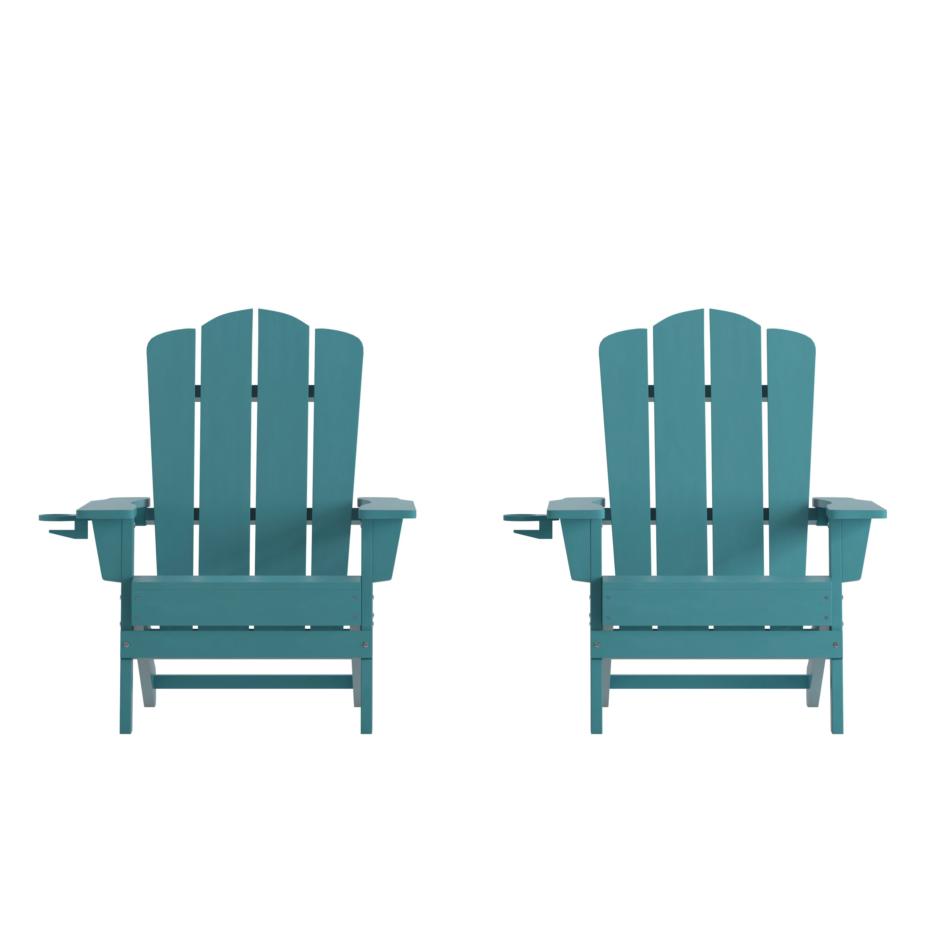 Flash Furniture 196861018961 Newport Set of 2 Blue Plastic Frame Stationary Adirondack Chair with Slat Seat