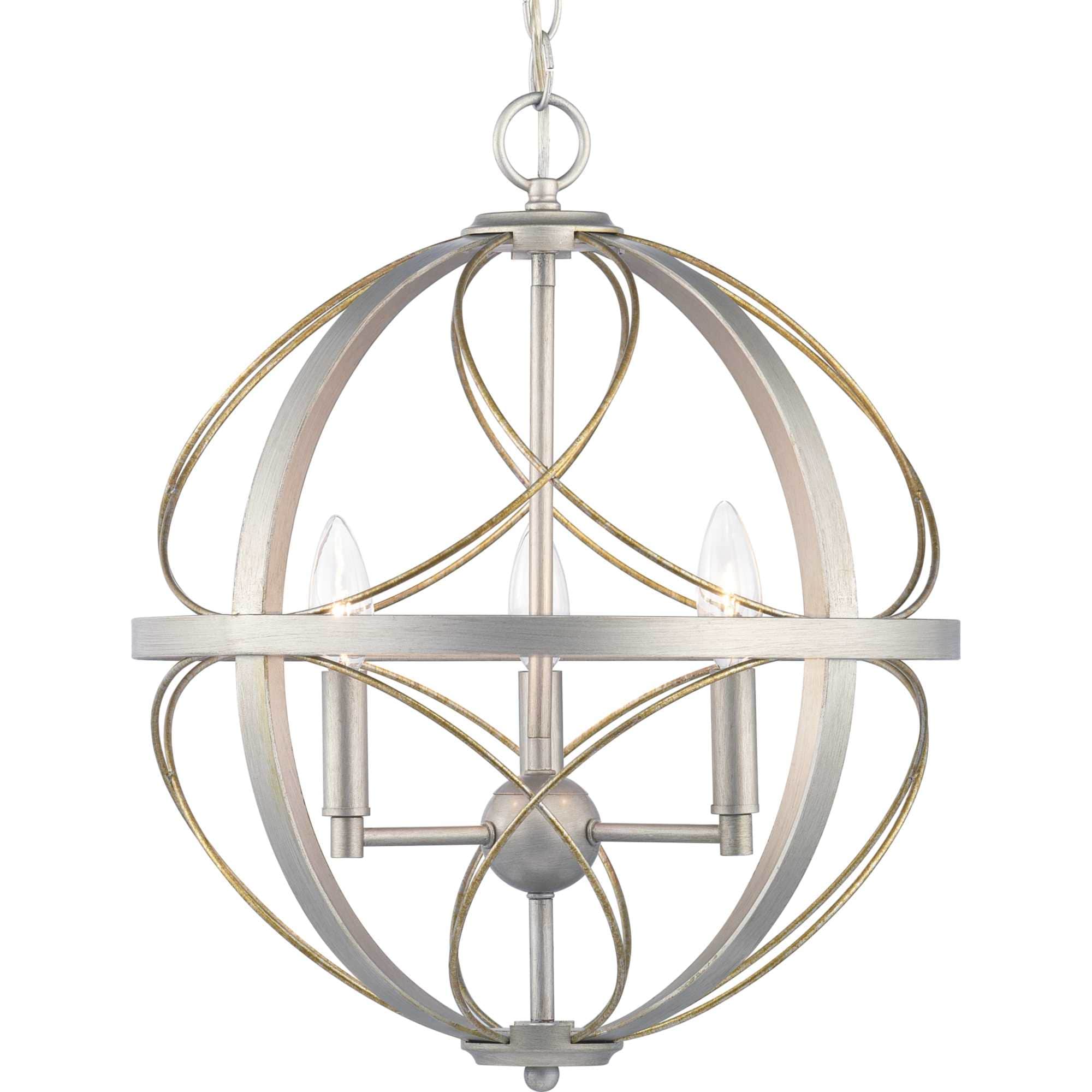 Progress Lighting P500068-134 Brandywine 3 -Light Silver Ridge Transitional Globe Medium Hanging Pendant light