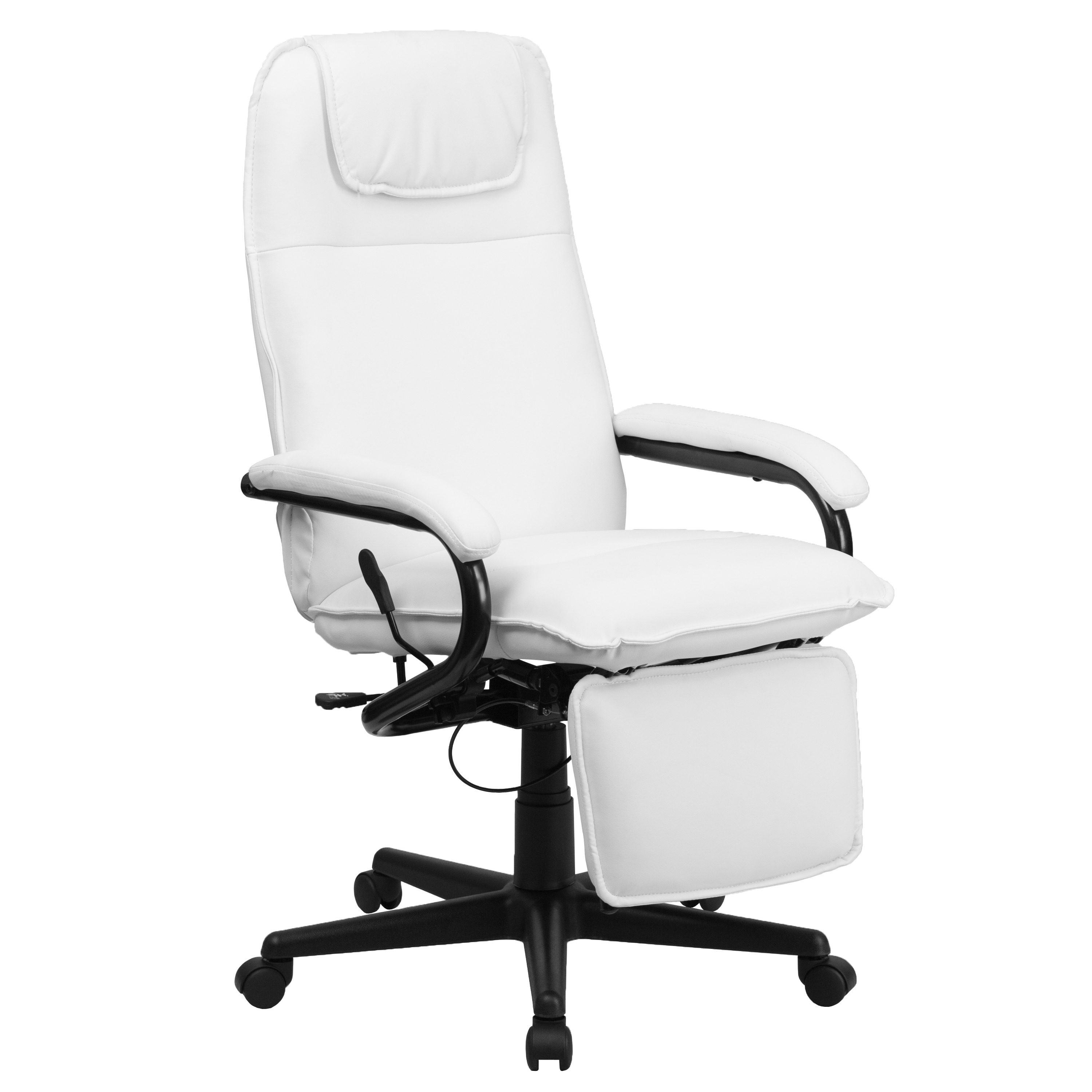 Flash Furniture 847254053914 Robert White Contemporary Adjustable Height Swivel Faux Leather Desk Chair