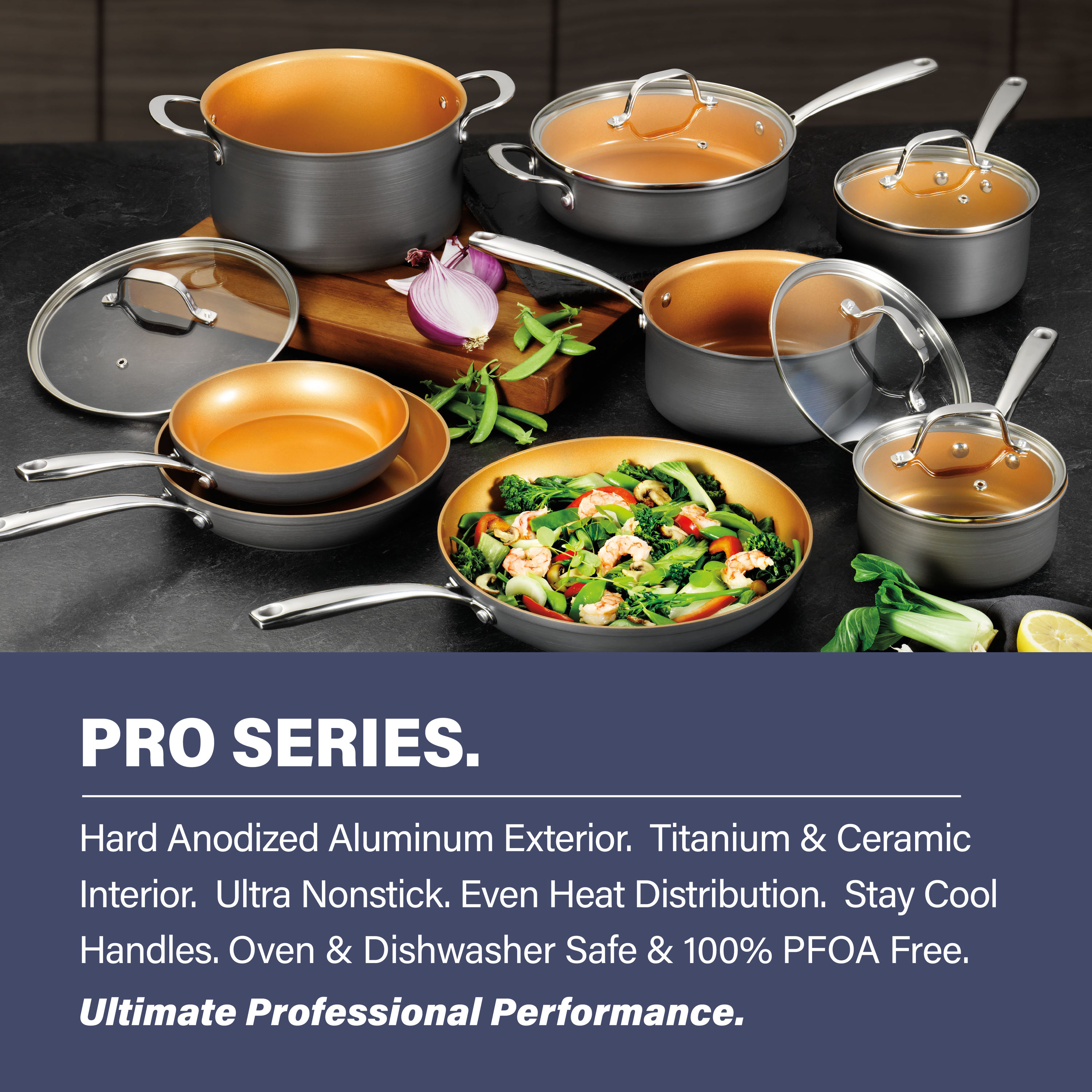 Kitchen Academy Premium Cookware - 15 Piece Interior Granite Pot Pan Set  with Triple Coated Nonstick Aluminum Composition for Even Heating, Oven