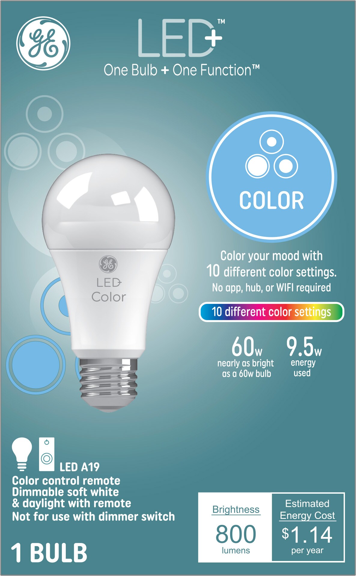 GE LED+ Color 9-Watt EQ A19 Full Spectrum Medium Base (e-26) Dimmable LED Light Bulb in the Purpose LED Light Bulbs department Lowes.com