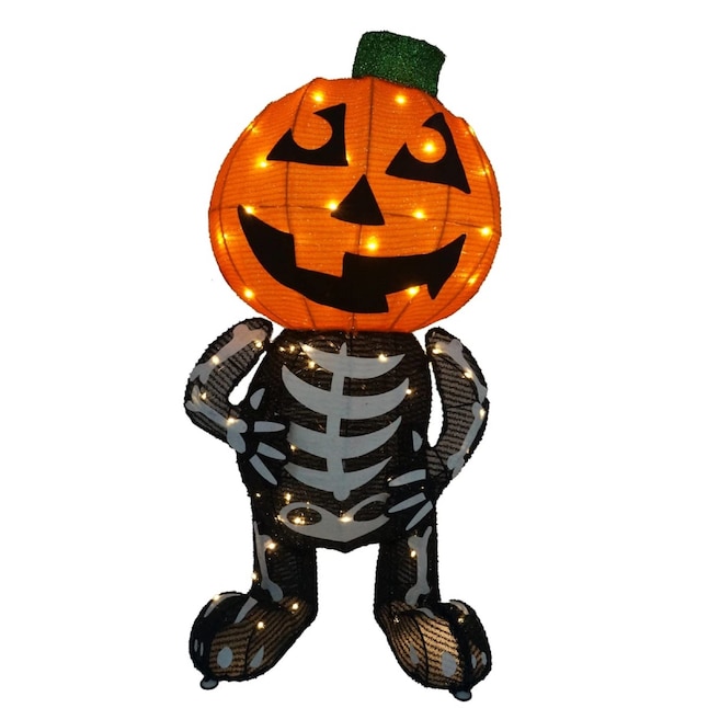 Joyin 30-in Tinsel Skeleton Pumpkin Yard Light with LED Lights - Halloween  Decor in the Halloween Decor department at