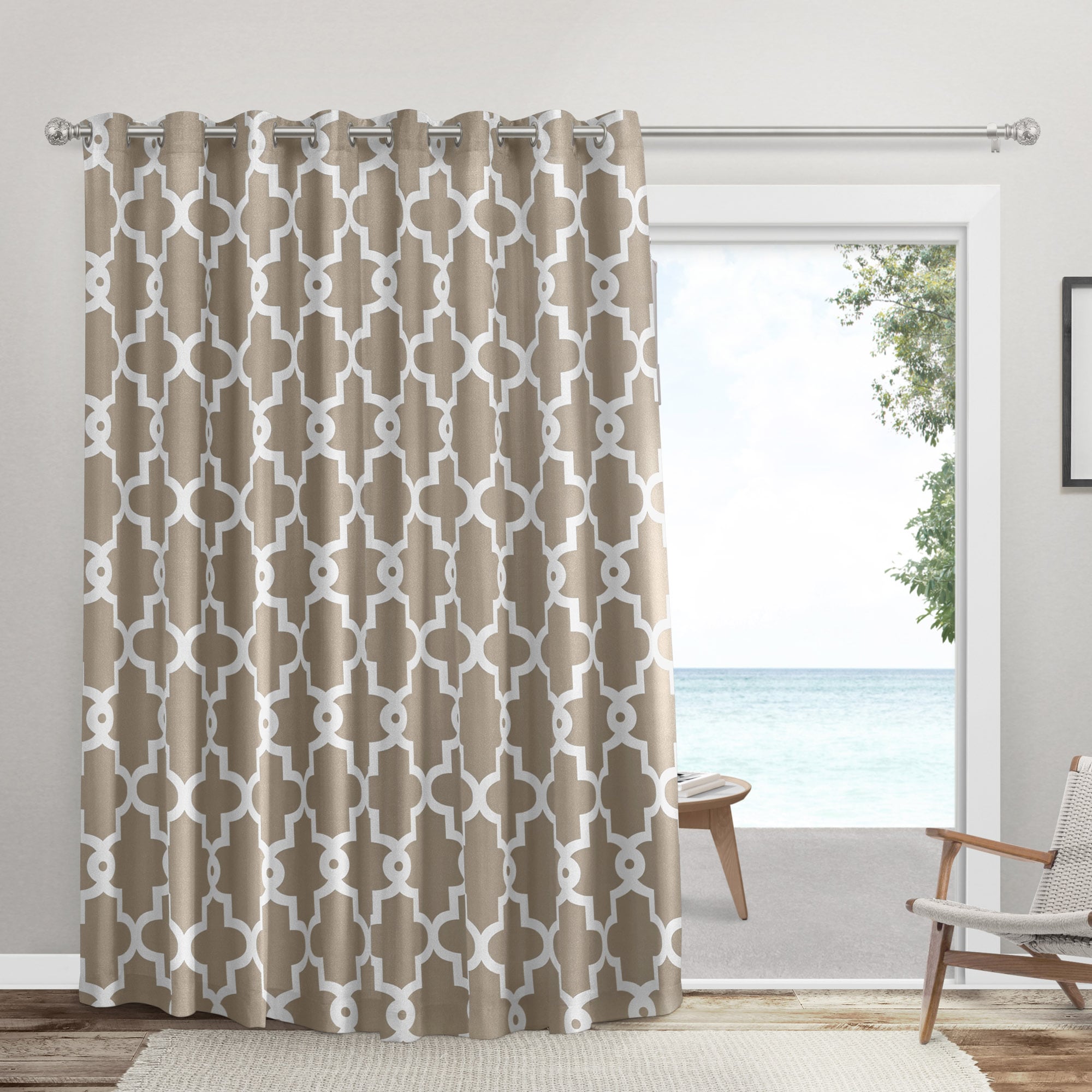 Exclusive Home YA013614DSEHC1 A221 84-Inches Taupe Geometric Room darkening Interlined Grommet Single curtain panel
