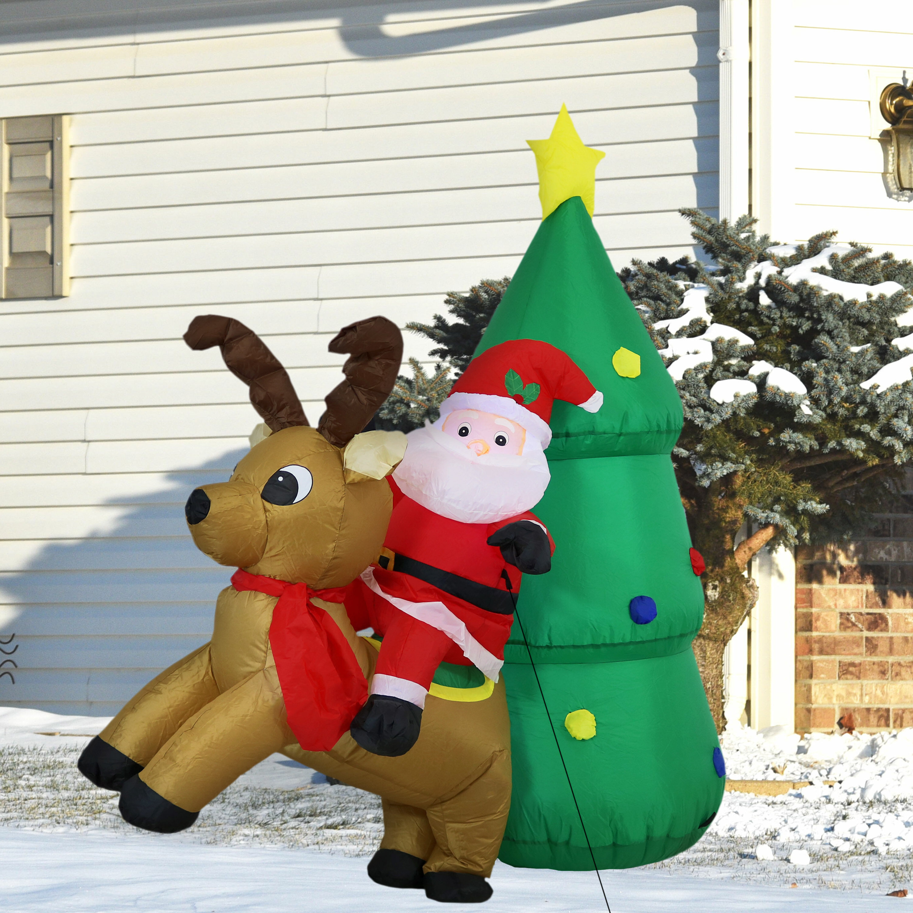 Sunnydaze Decor 5.5-ft Lighted Santa Christmas Inflatable in the ...