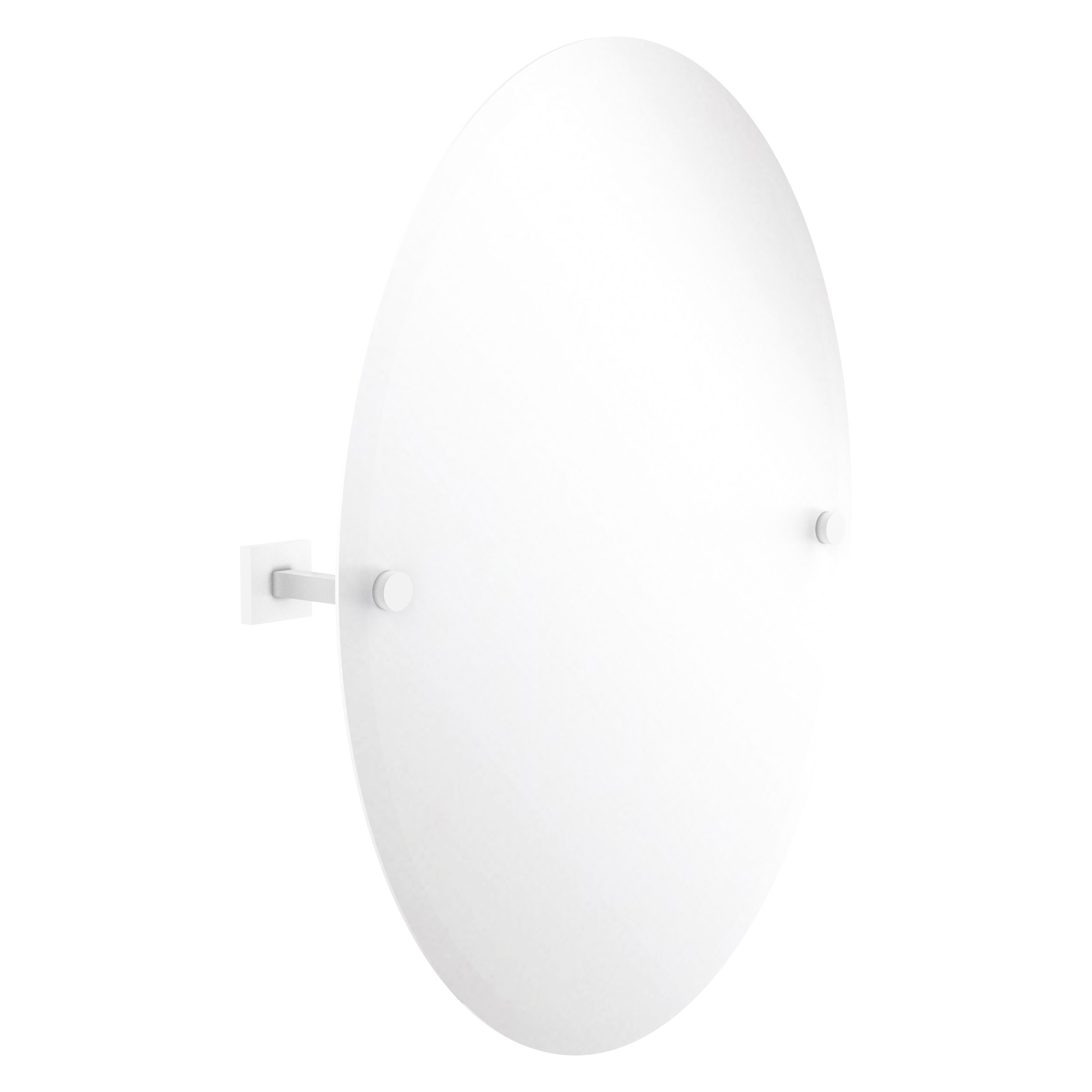 Allied Brass MT-91-WHM Montero 3.7-Inches x 28.5-Inches Beveled Frameless Oval Tilting Bathroom Vanity Mirror ( Matte White )
