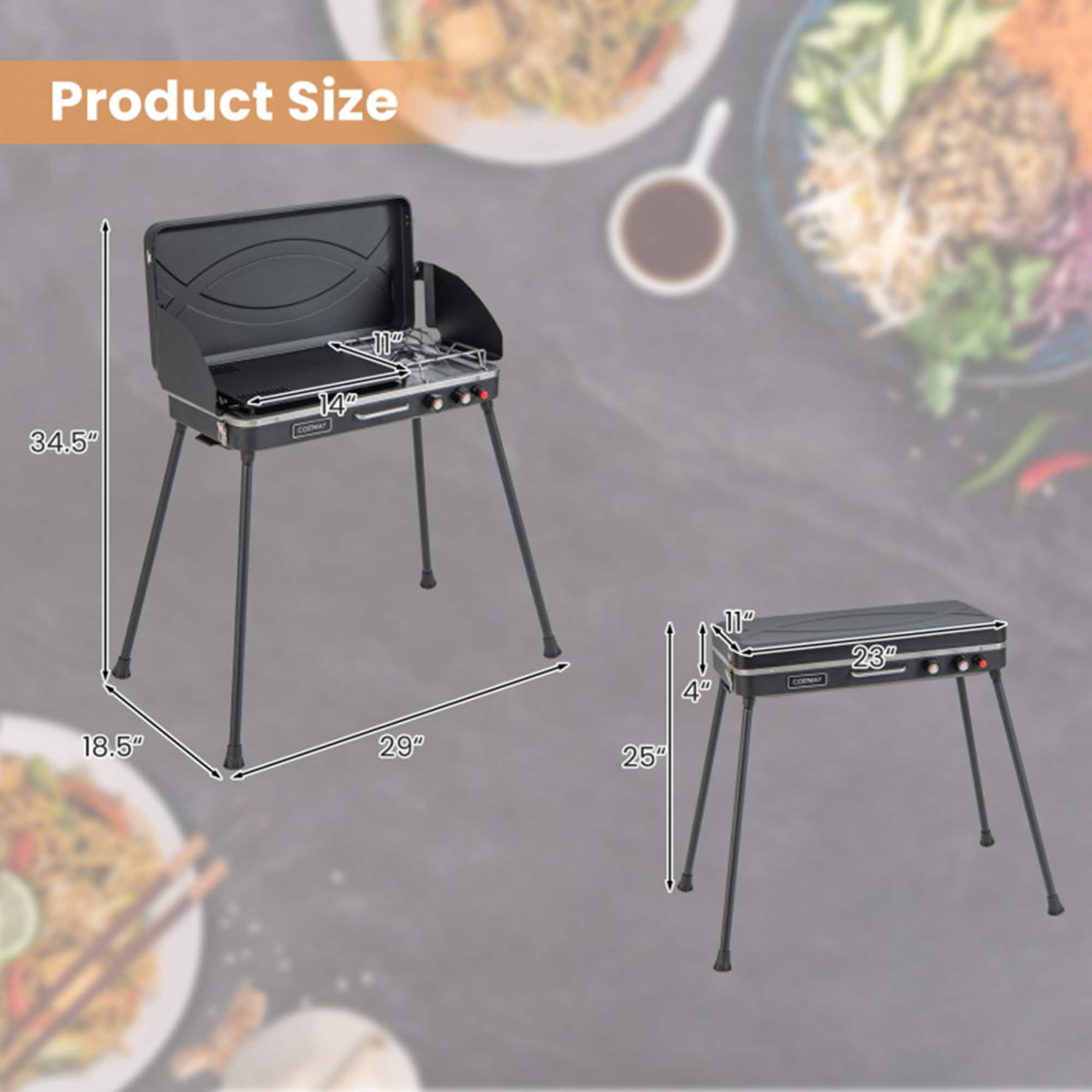 Black Portable Propane Gas Grill with Detachable Legs