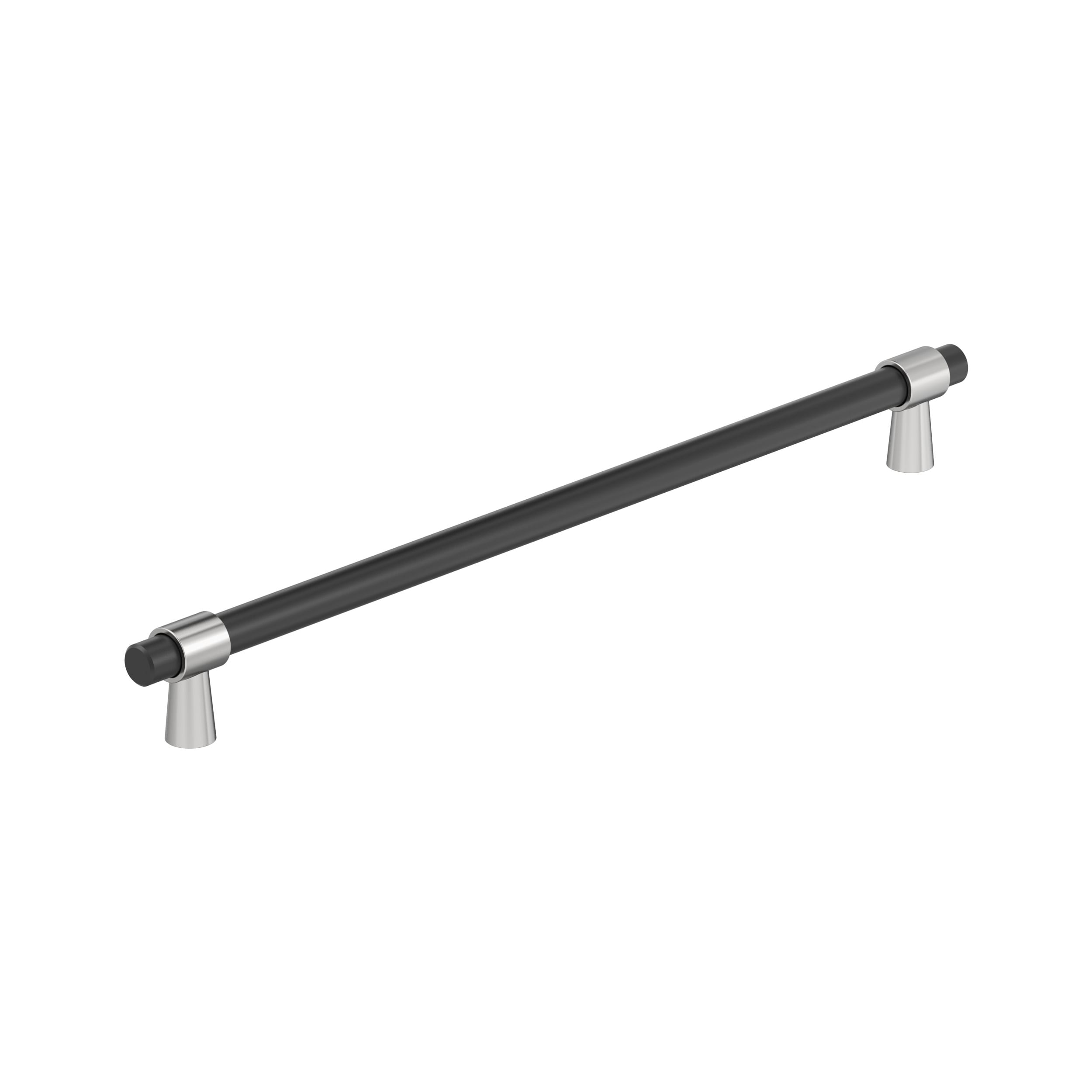 Amerock BP36984FB26 Mergence 18-in , 457mm Center to Center Matte Black/Polished Chrome Cylindrical Bar Appliance Drawer Pulls