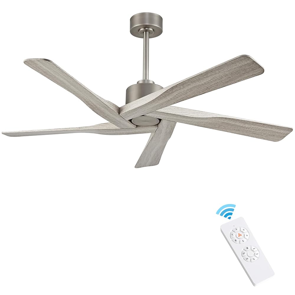 MLIAN WBCF-BS123-NW 64 GRAY with GRAY Blades Ceiling Fan Without Light - Remote Included ( 5 -Blade )