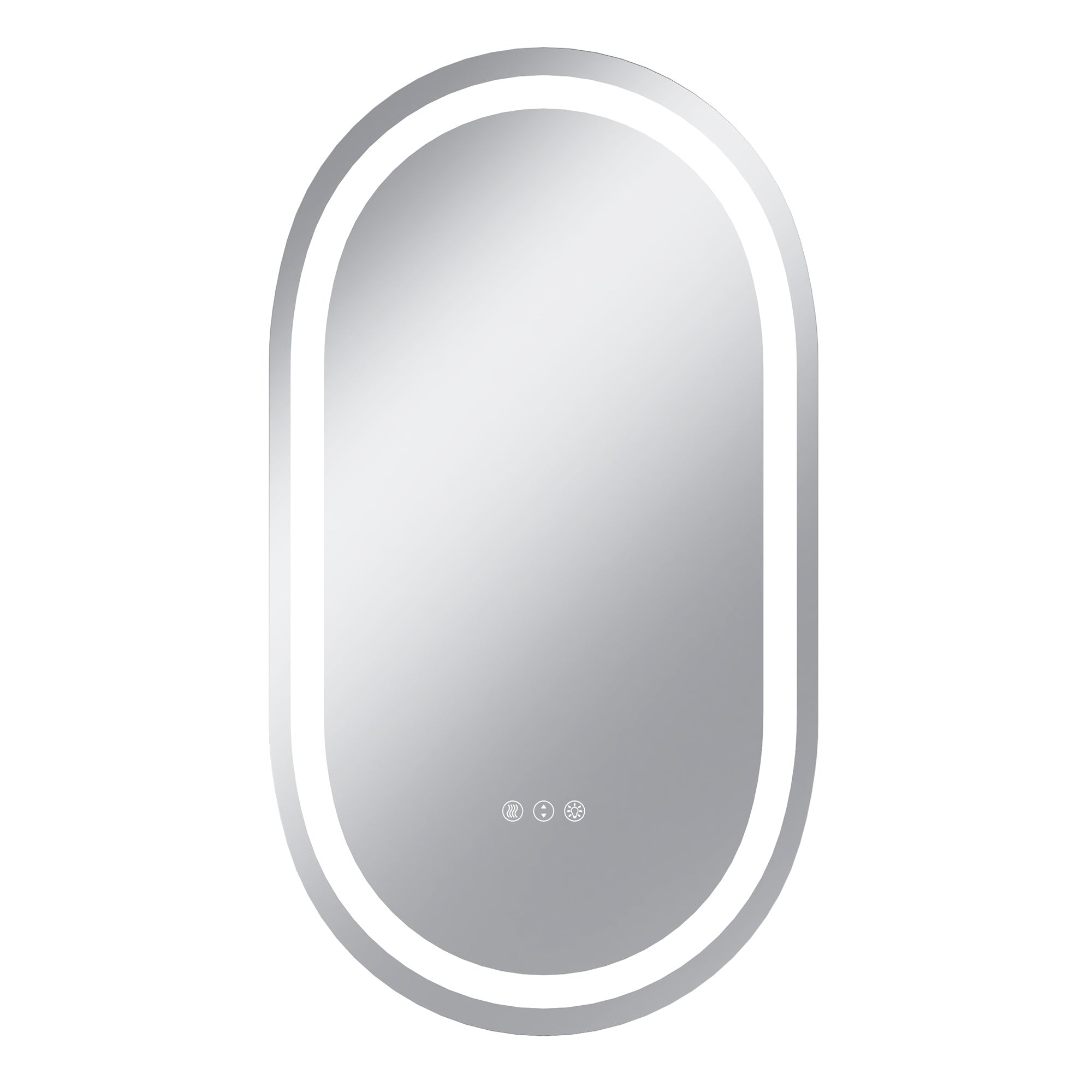 Vanityfus  20-in W 36-in H Oval Frameless Wall-Mounted Beveled Dimmable LED Lighted Fog Free Bathroom Vanity Mirror in silver