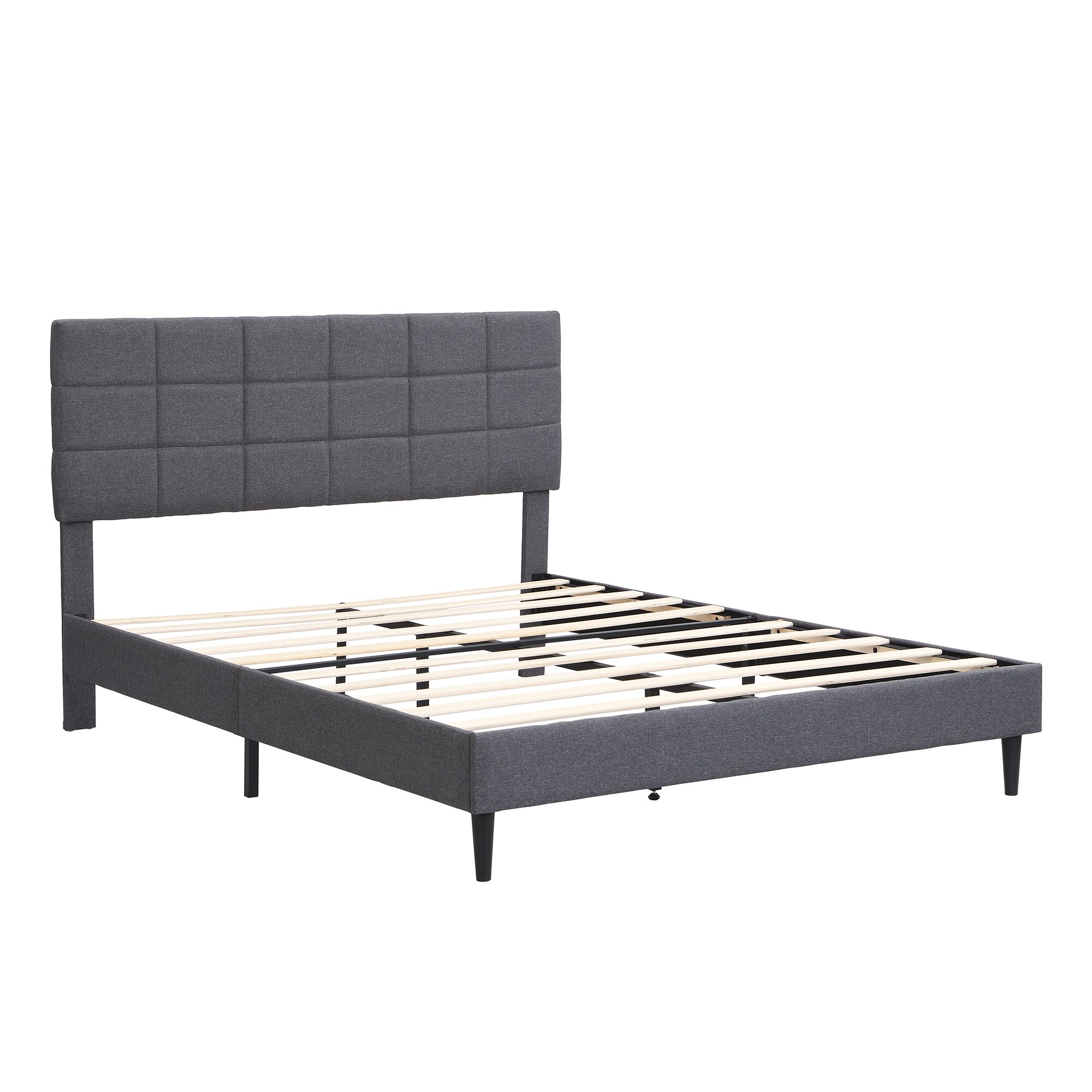 Clihome Gray Full Upholstered Platform Bed in the Beds department at ...